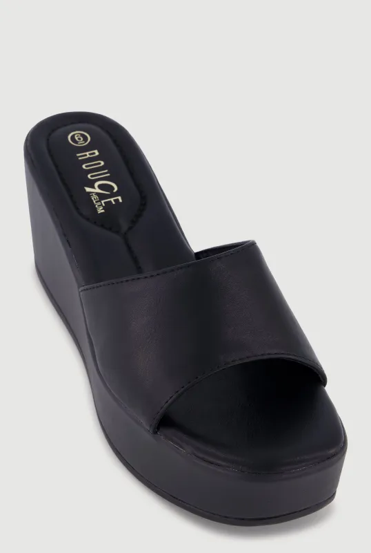 Open Toe Platform Wedge Slide Sandals made by Rainbow