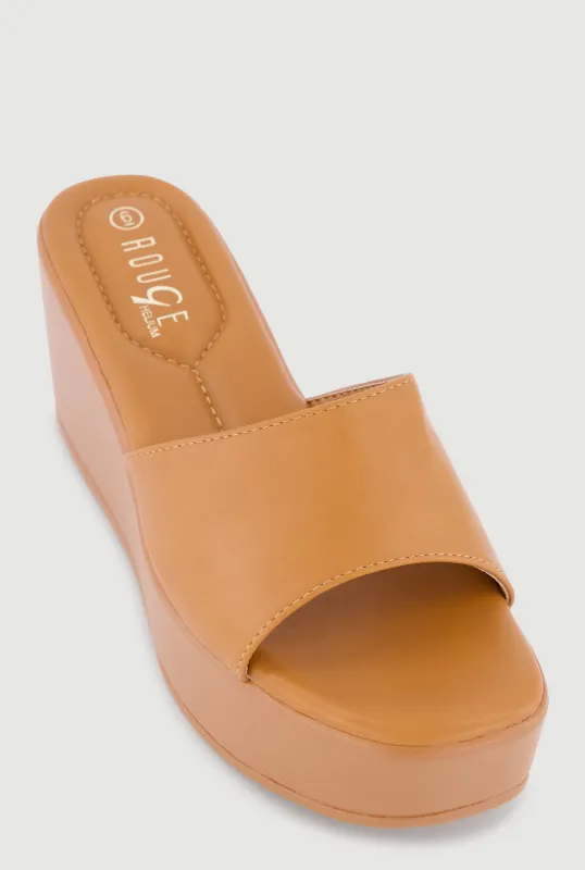 Open Toe Platform Wedge Slide Sandals made by Rainbow