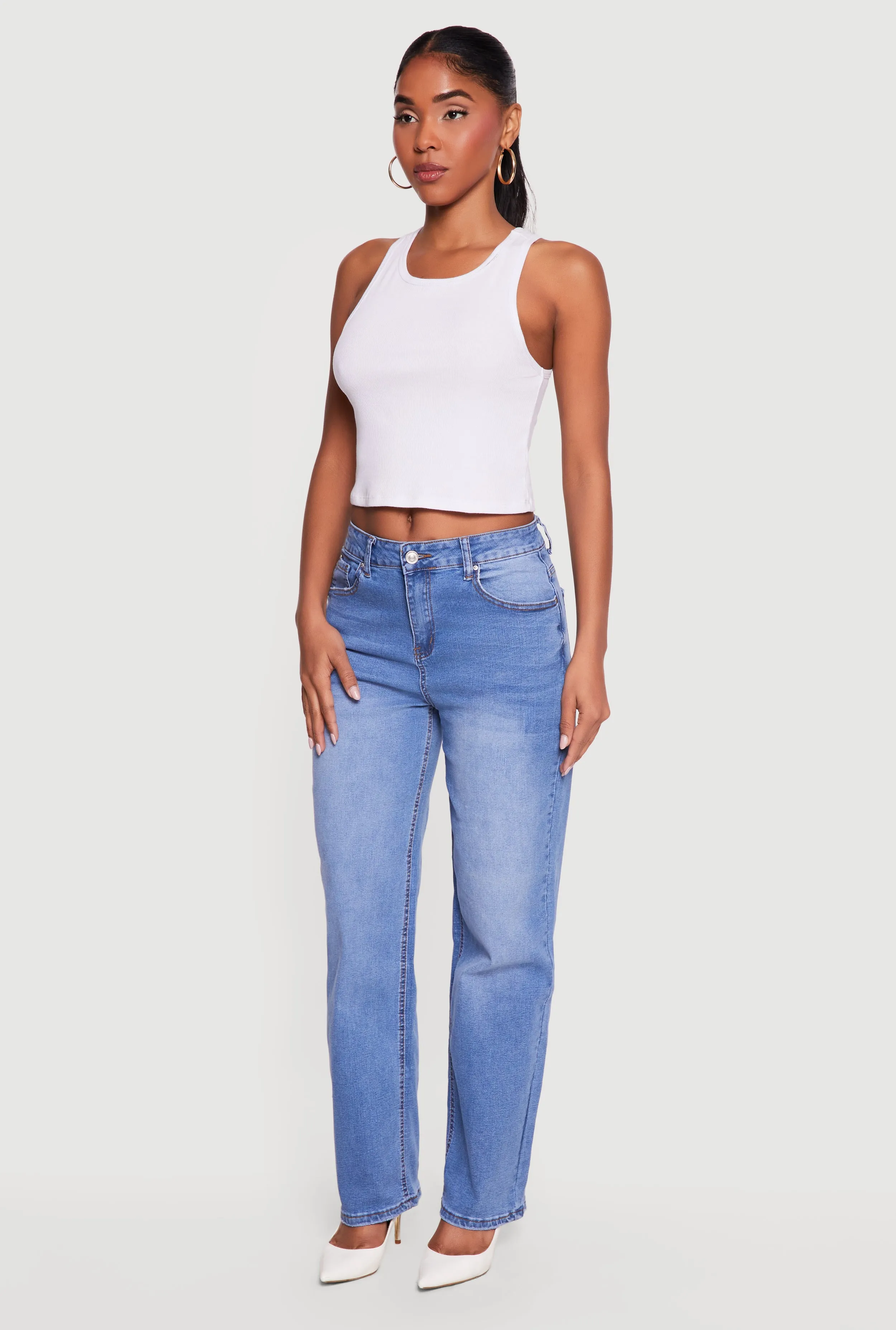 Whiskered Mid Rise Wide Leg Frayed Jeans sold by Rainbow product image thumbnail 2