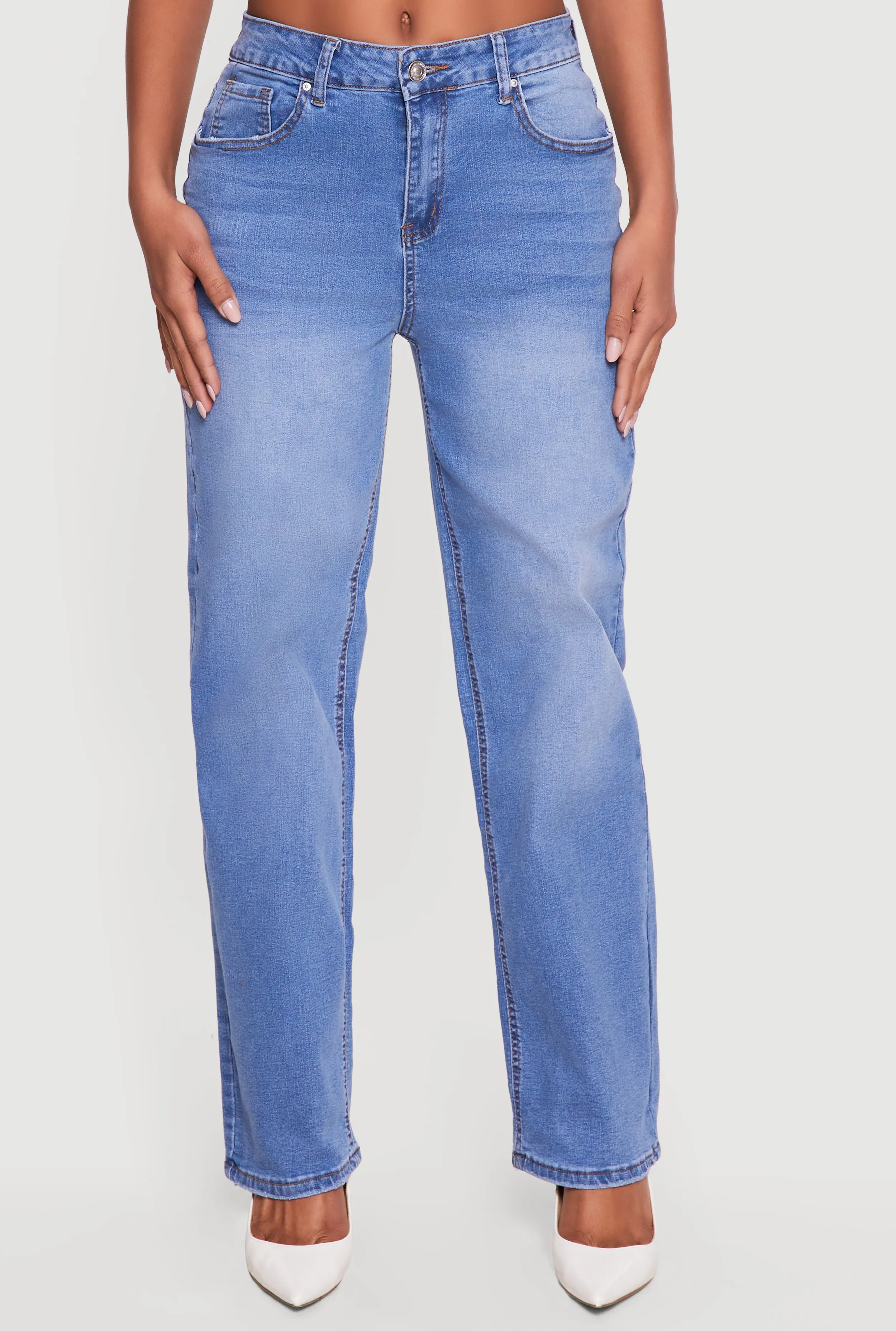 Whiskered Mid Rise Wide Leg Frayed Jeans sold by Rainbow product image thumbnail 3