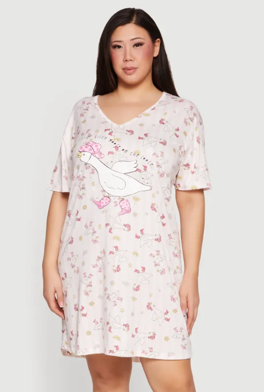 Plus Size Silly Goose on The Loose Graphic Sleepshirt made by Rainbow