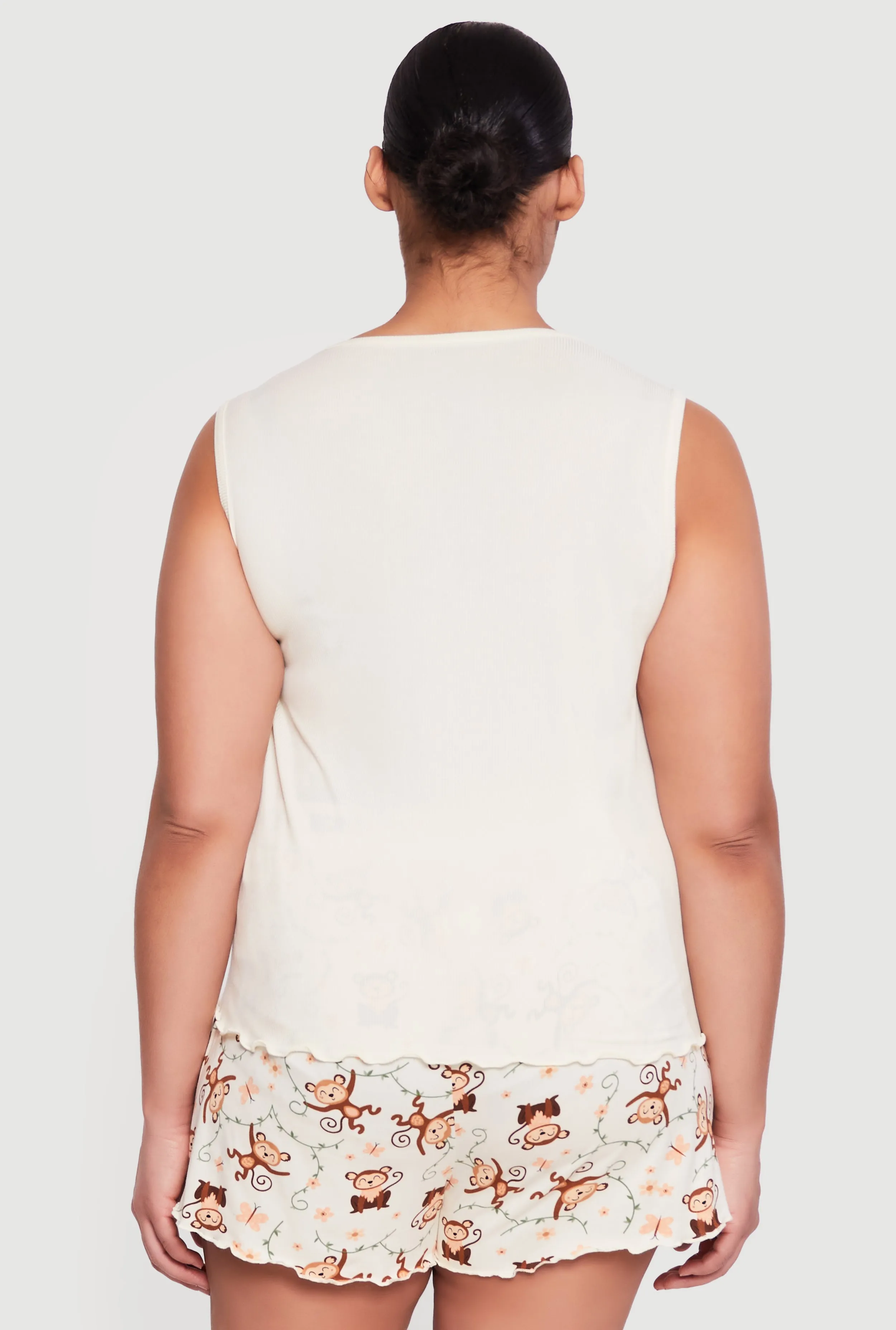 Plus Size Hanging In There Graphic Pajama Top and Shorts sold by Rainbow product image thumbnail 2