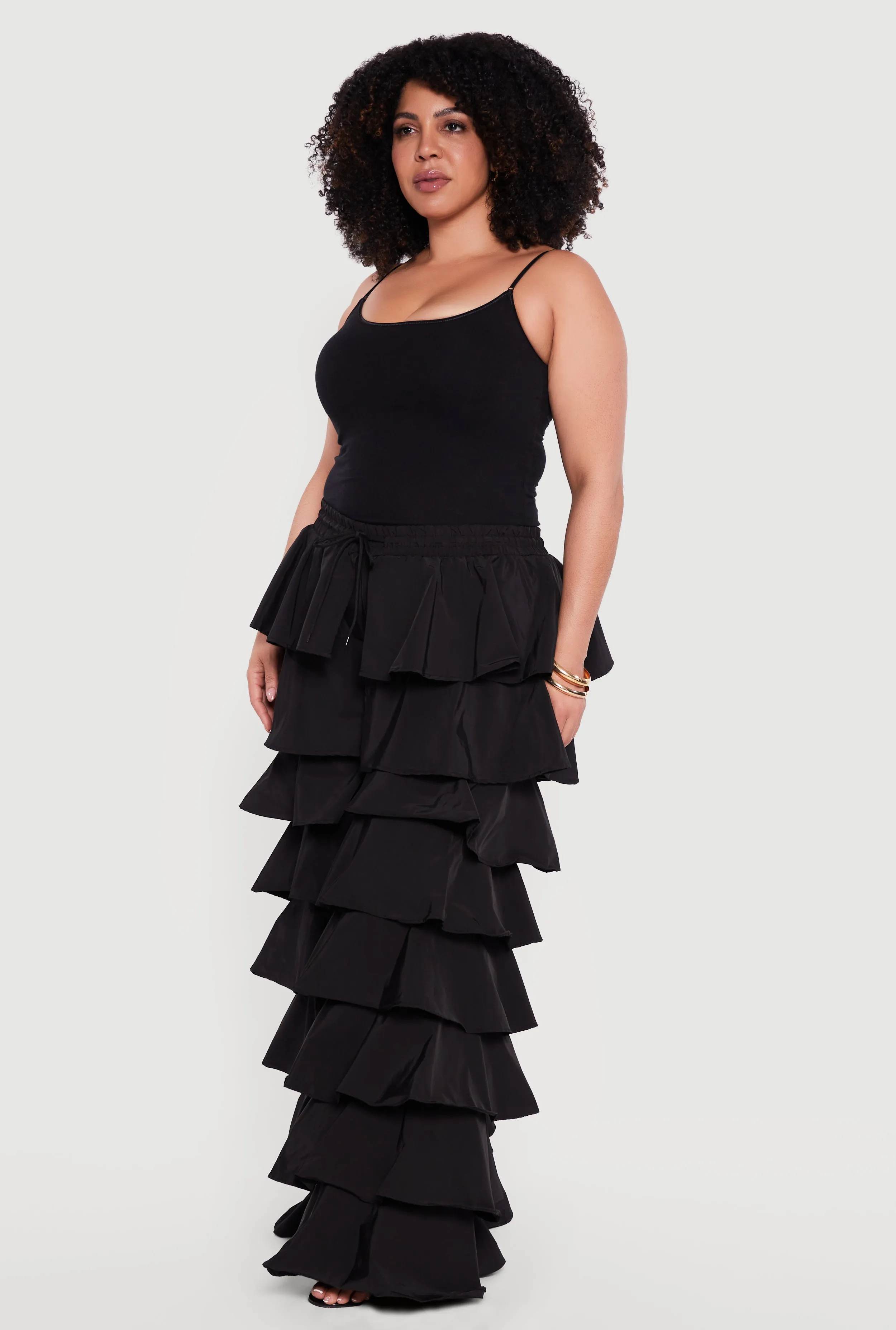 Plus Size High Waisted Ruffle Tiered Pants sold by Rainbow product image thumbnail 2