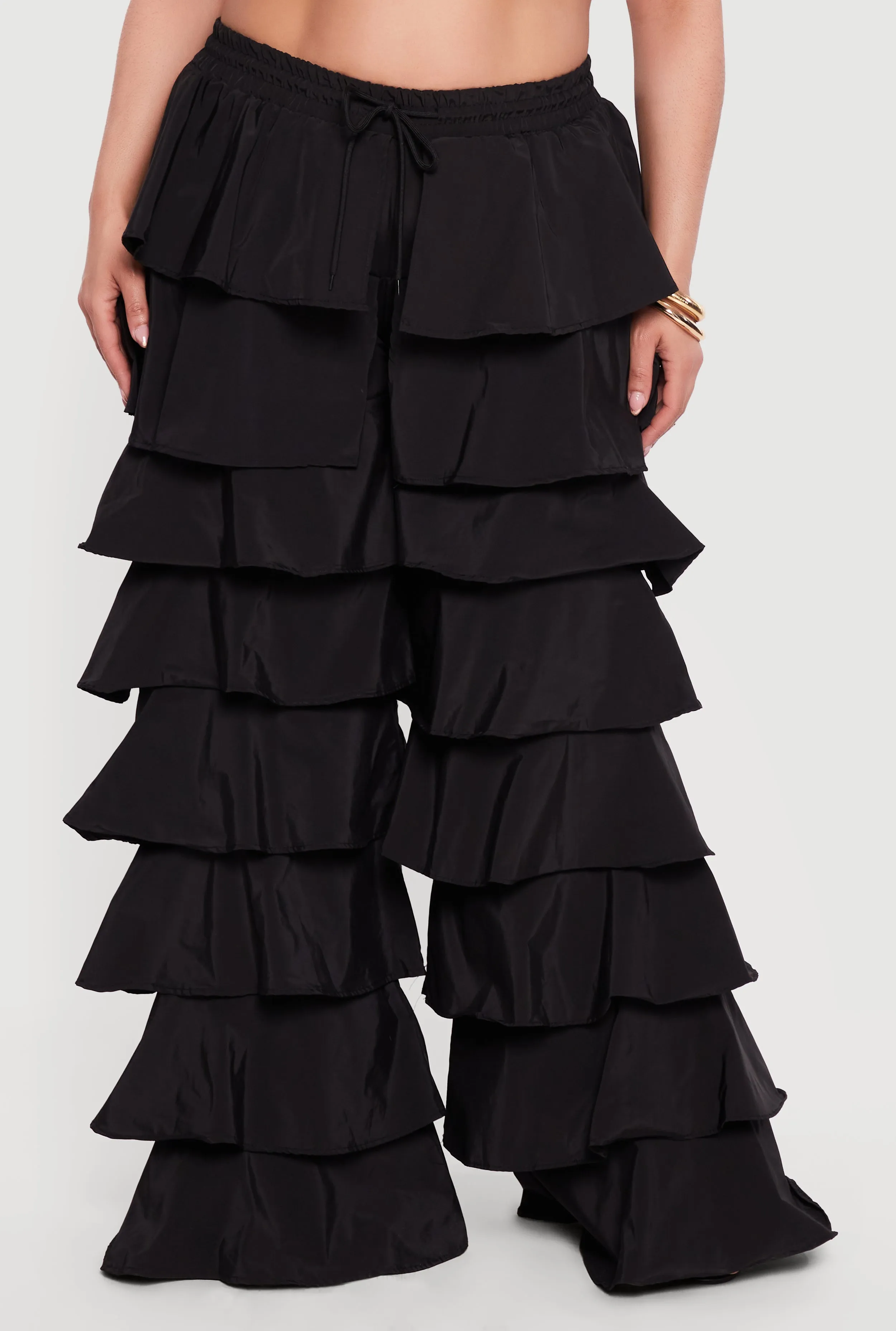Plus Size High Waisted Ruffle Tiered Pants sold by Rainbow product image thumbnail 3