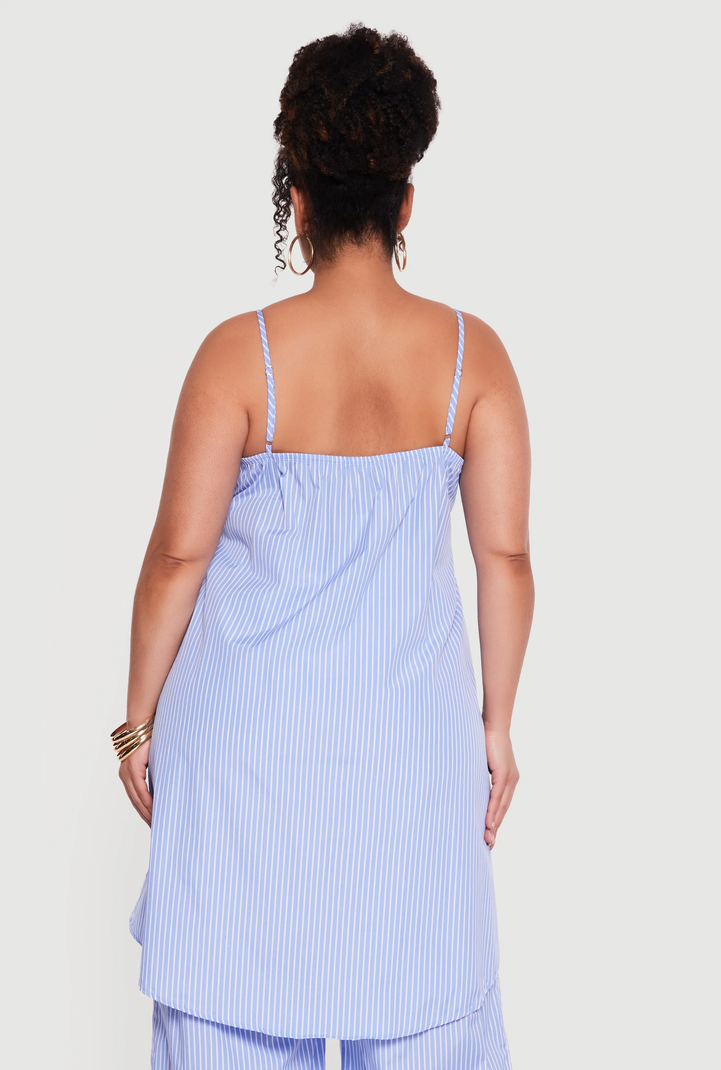 Plus Size Pinstripe Sleeveless Button Front Tunic Blouse sold by Rainbow product image thumbnail 5