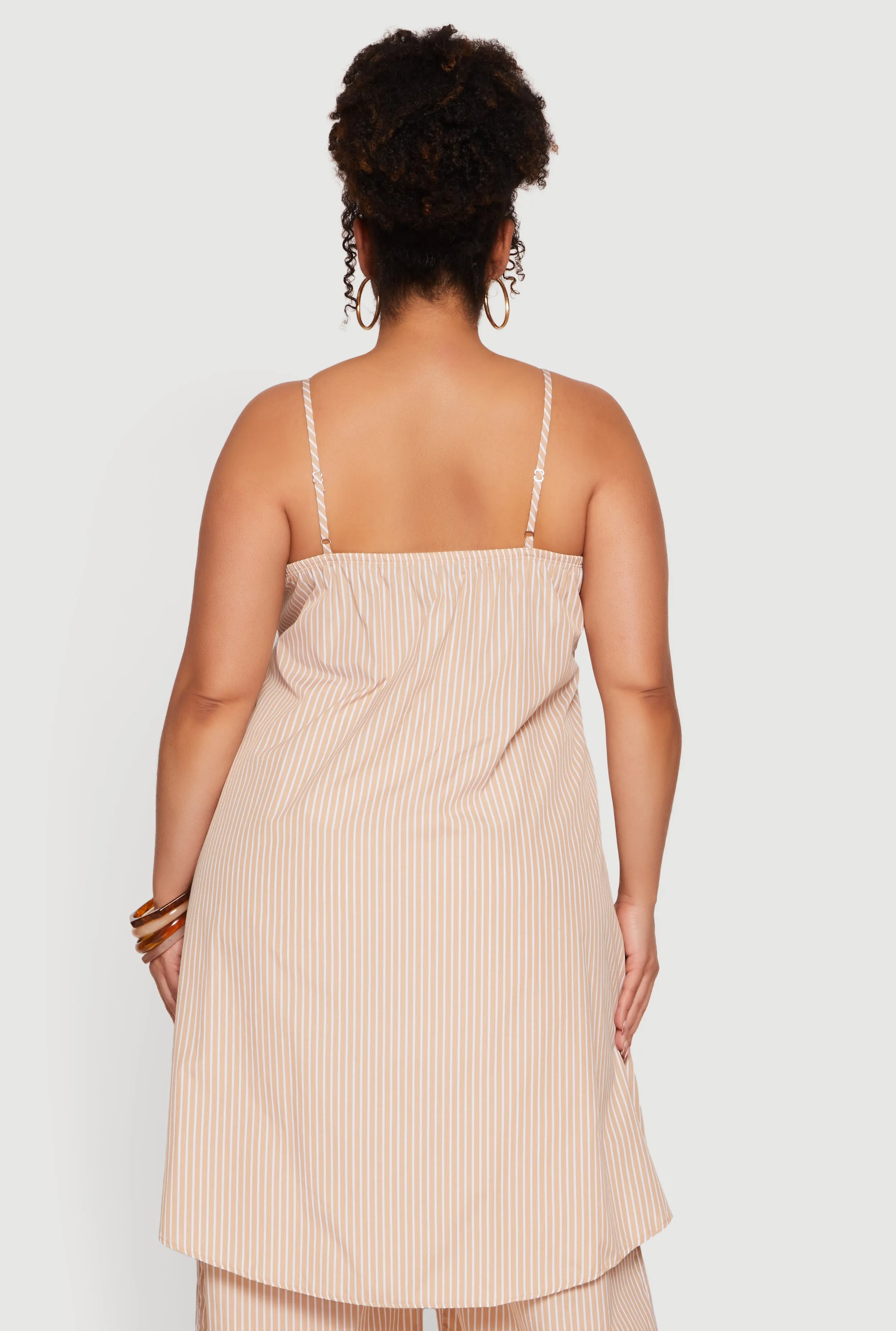 Plus Size Pinstripe Sleeveless Button Front Tunic Blouse sold by Rainbow product image thumbnail 5