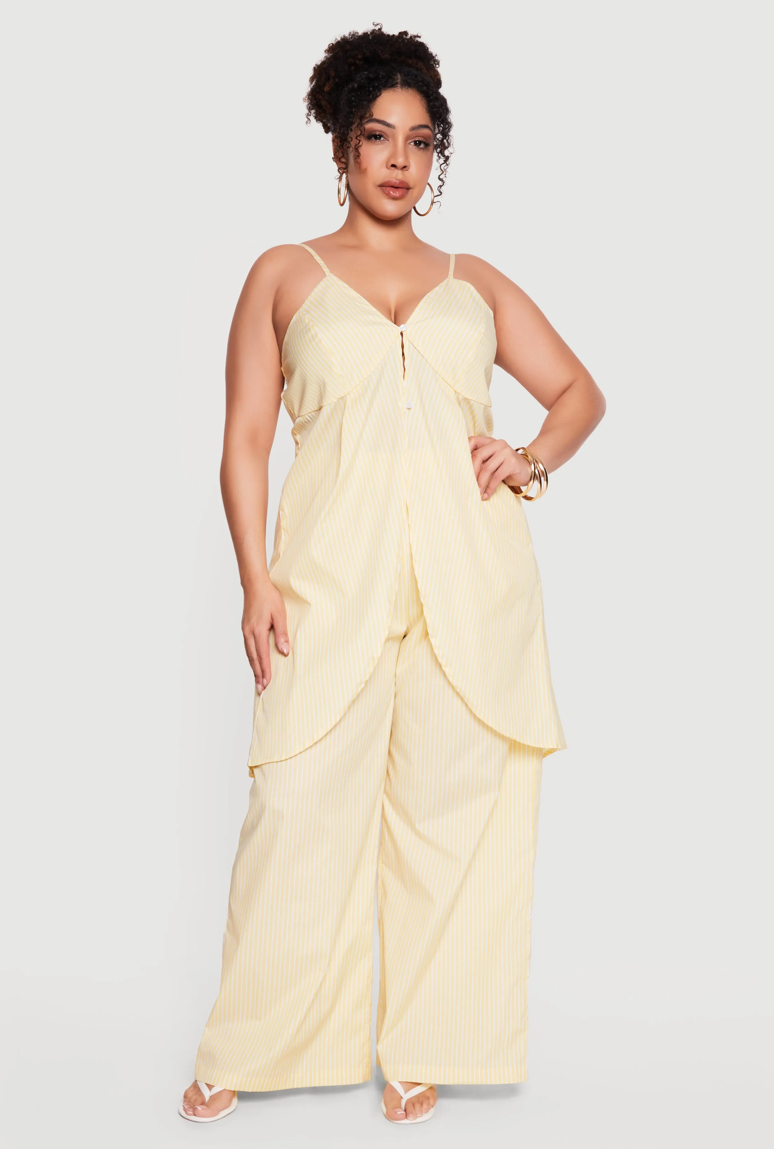 Plus Size Pinstripe Sleeveless Button Front Tunic Blouse sold by Rainbow product image thumbnail 2