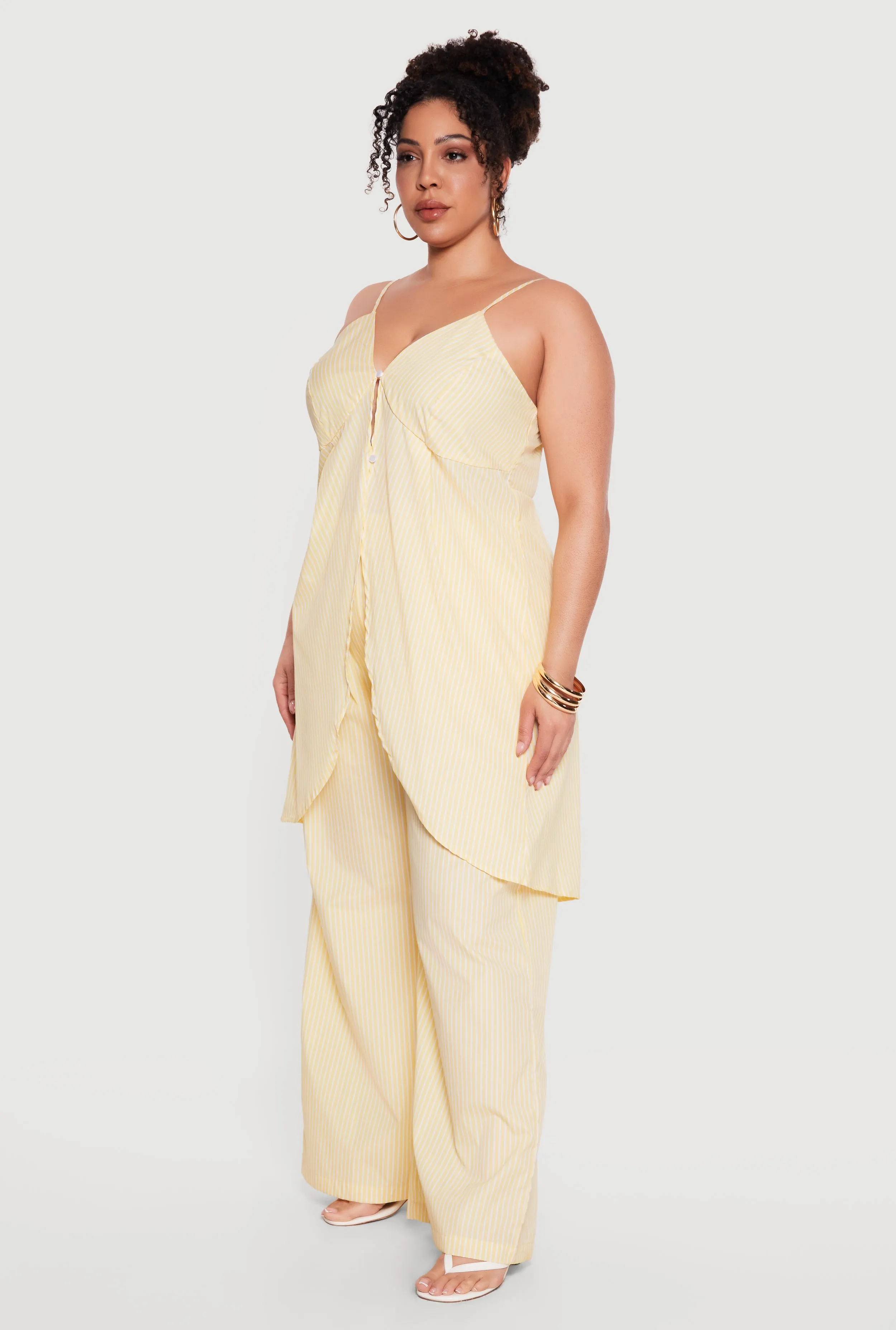 Plus Size Pinstripe Sleeveless Button Front Tunic Blouse sold by Rainbow product image thumbnail 3