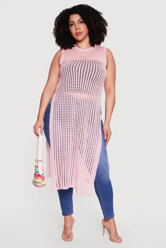 Plus Size Crochet Sleeveless Maxi Top made by Rainbow
