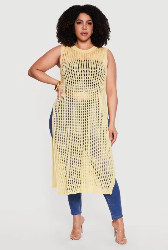 Plus Size Crochet Sleeveless Maxi Top made by Rainbow