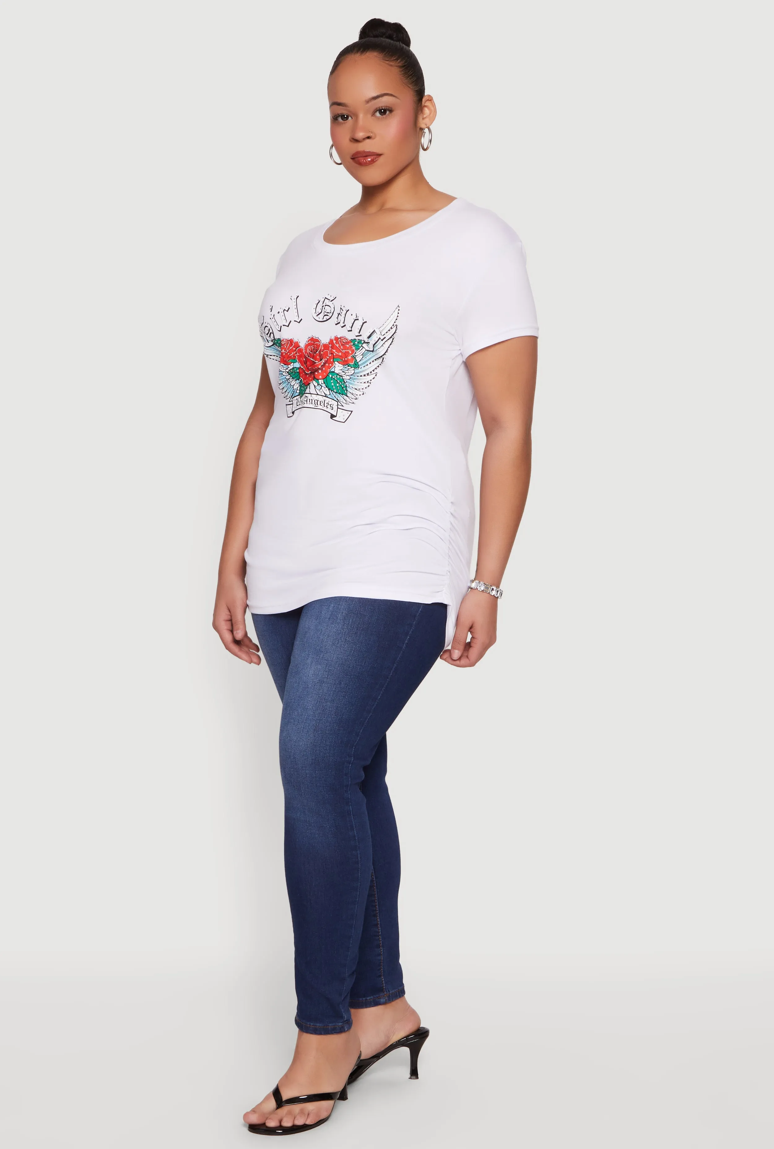 Plus Size Rhinestone Rose Girl Gang Los Angeles Graphic Tee sold by Rainbow product image thumbnail 3
