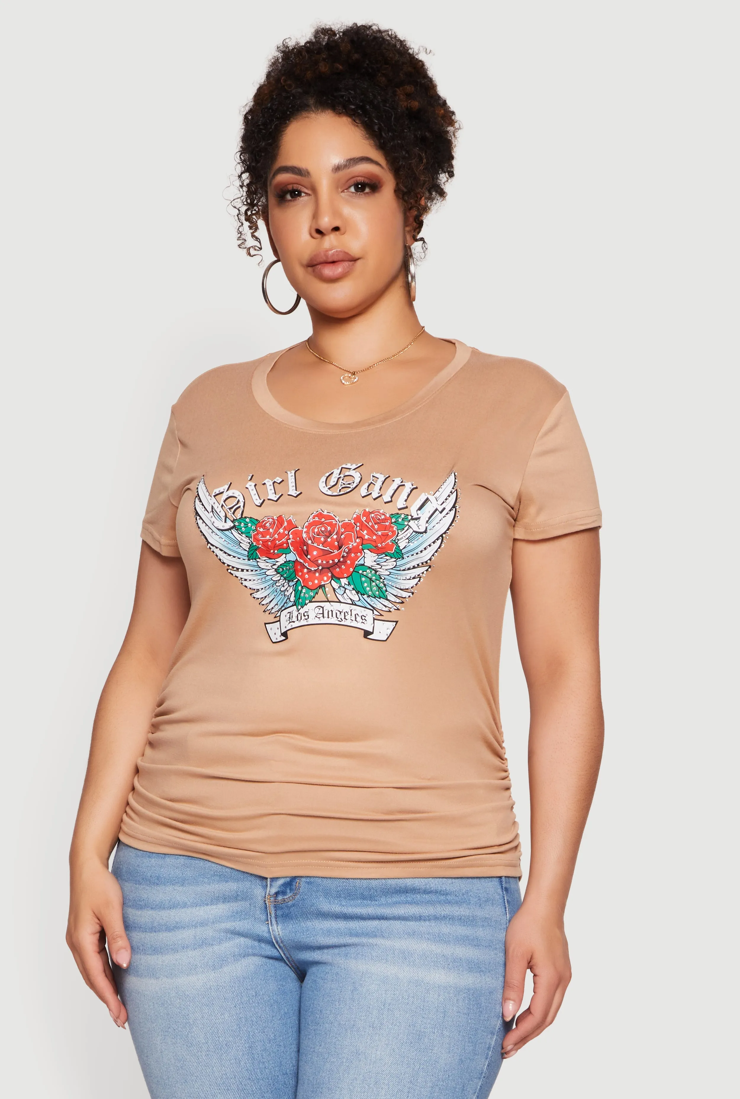 Plus Size Rhinestone Rose Girl Gang Los Angeles Graphic Tee sold by Rainbow product image thumbnail 2