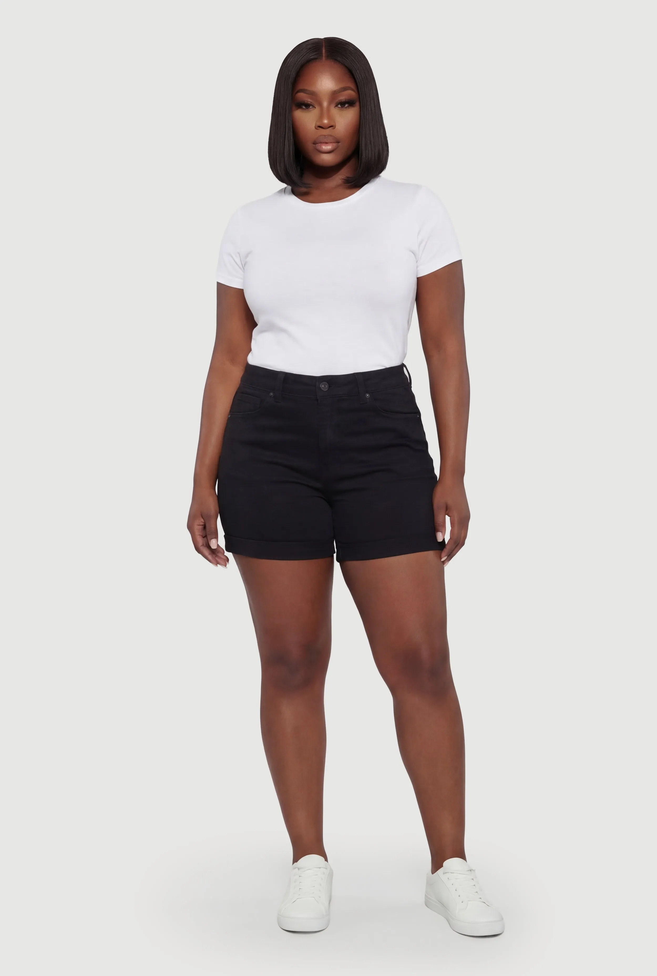 Plus Size WAX Roll Cuffed Distressed Shorts sold by Rainbow