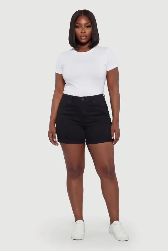 Plus Size WAX Roll Cuffed Distressed Shorts sold by Rainbow