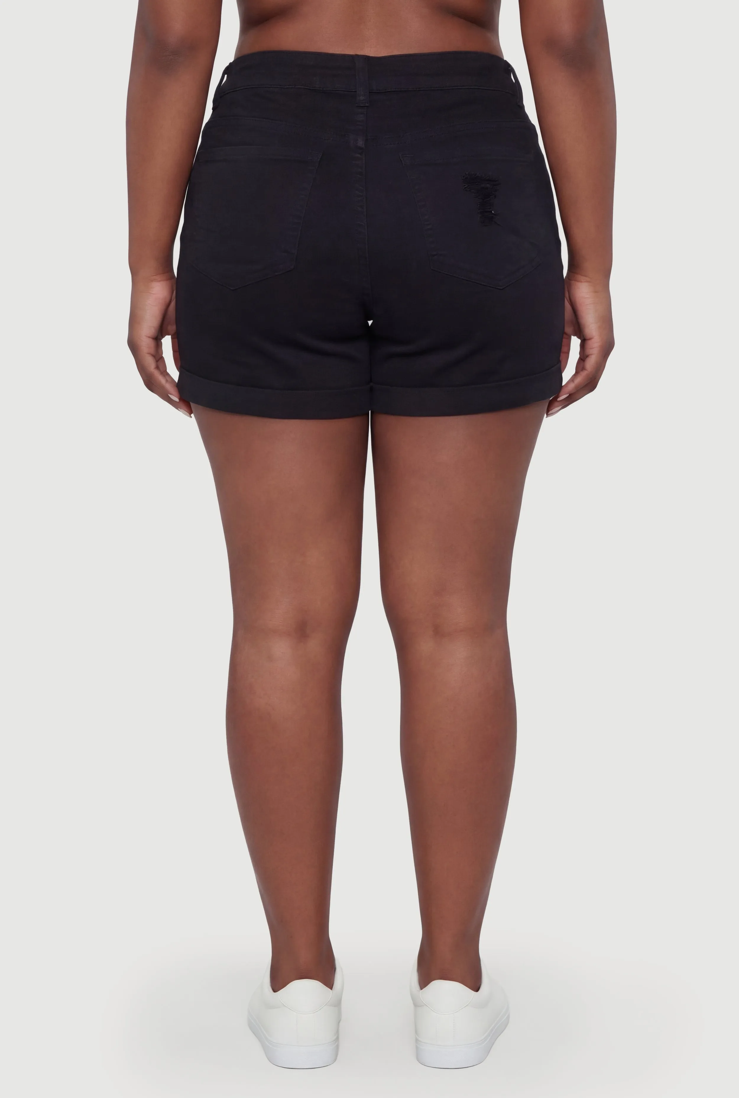 Plus Size WAX Roll Cuffed Distressed Shorts sold by Rainbow product image thumbnail 5