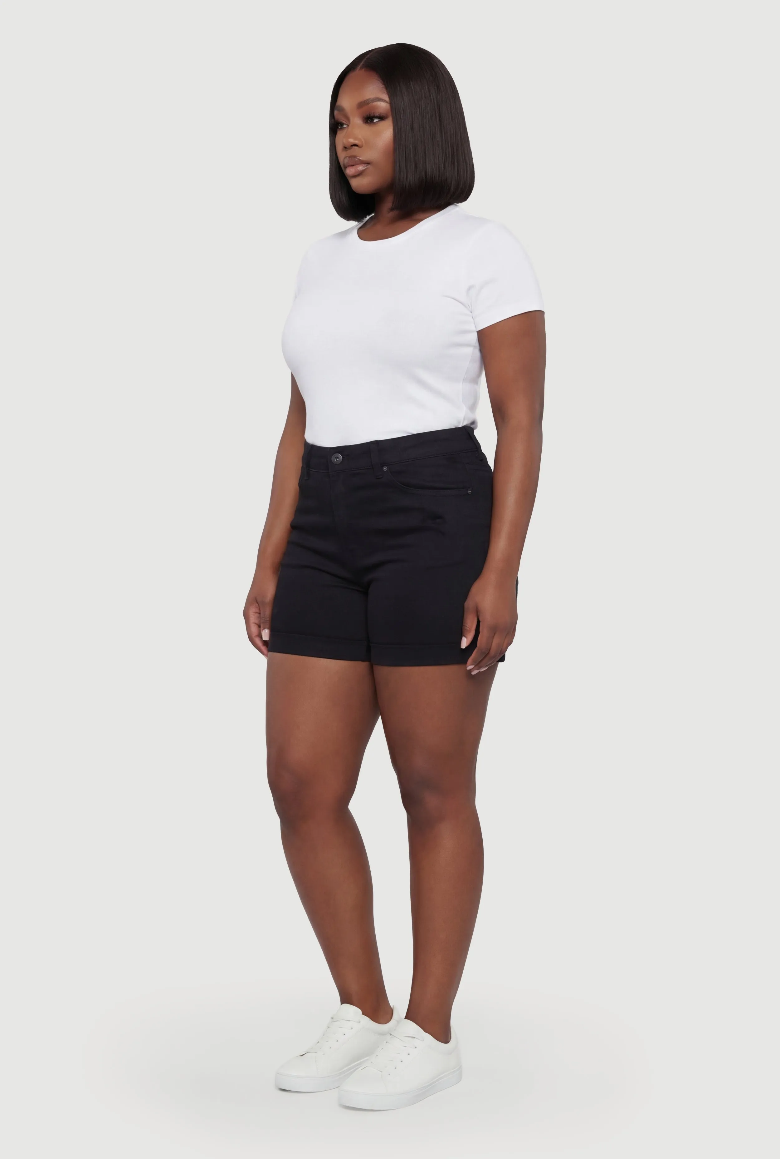 Plus Size WAX Roll Cuffed Distressed Shorts sold by Rainbow product image thumbnail 2