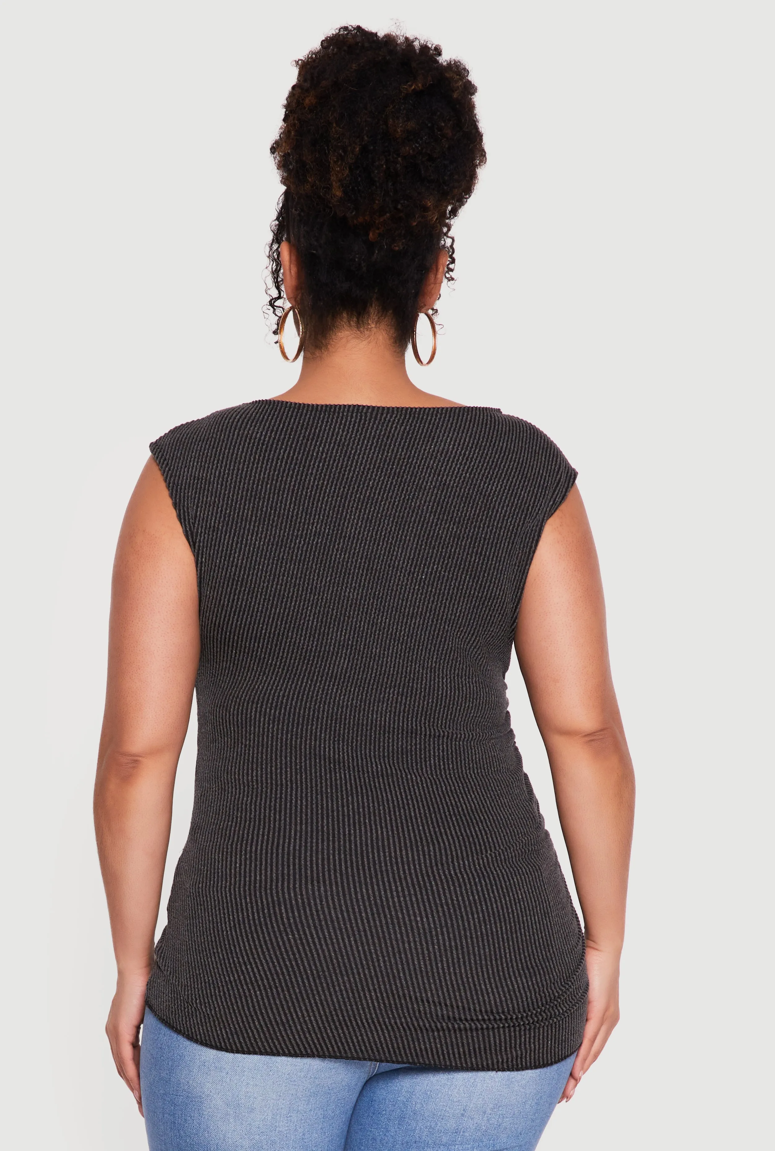 Plus Size Side Ruched Ribbed Knit Top sold by Rainbow product image thumbnail 5