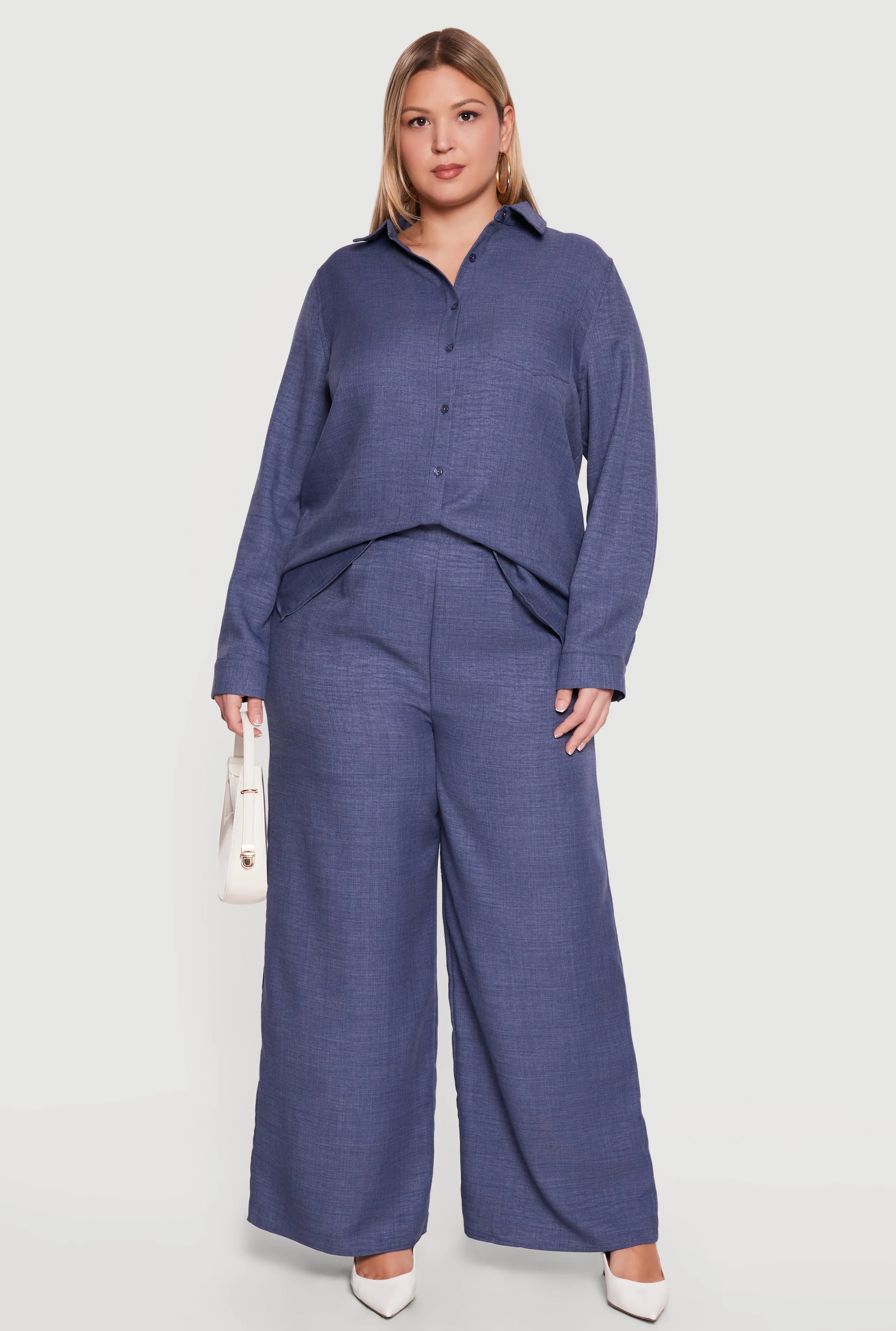 Plus Size High Waisted Wide Leg Pleated Pants sold by Rainbow product image thumbnail 4