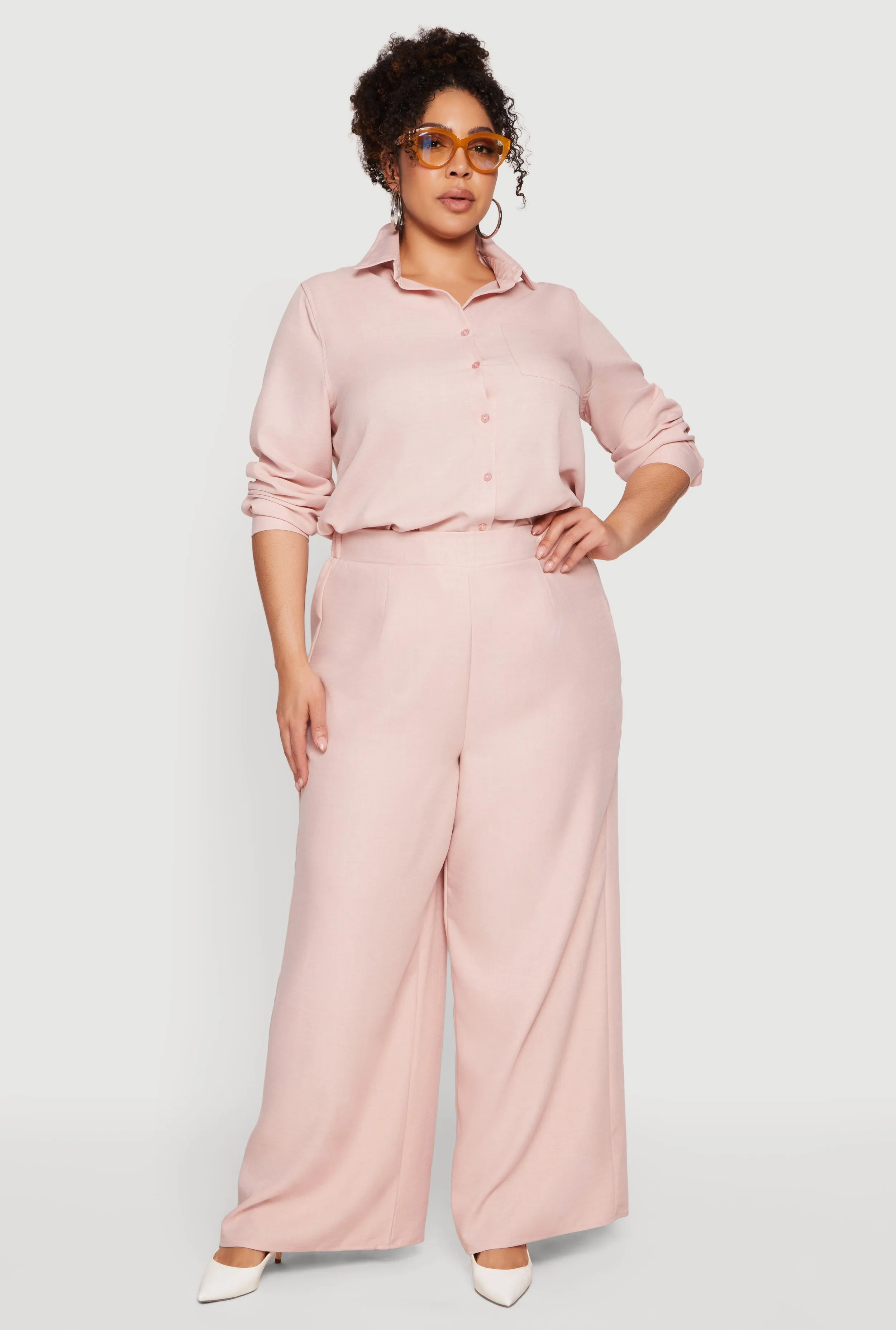 Plus Size High Waisted Wide Leg Pleated Pants sold by Rainbow product image thumbnail 3