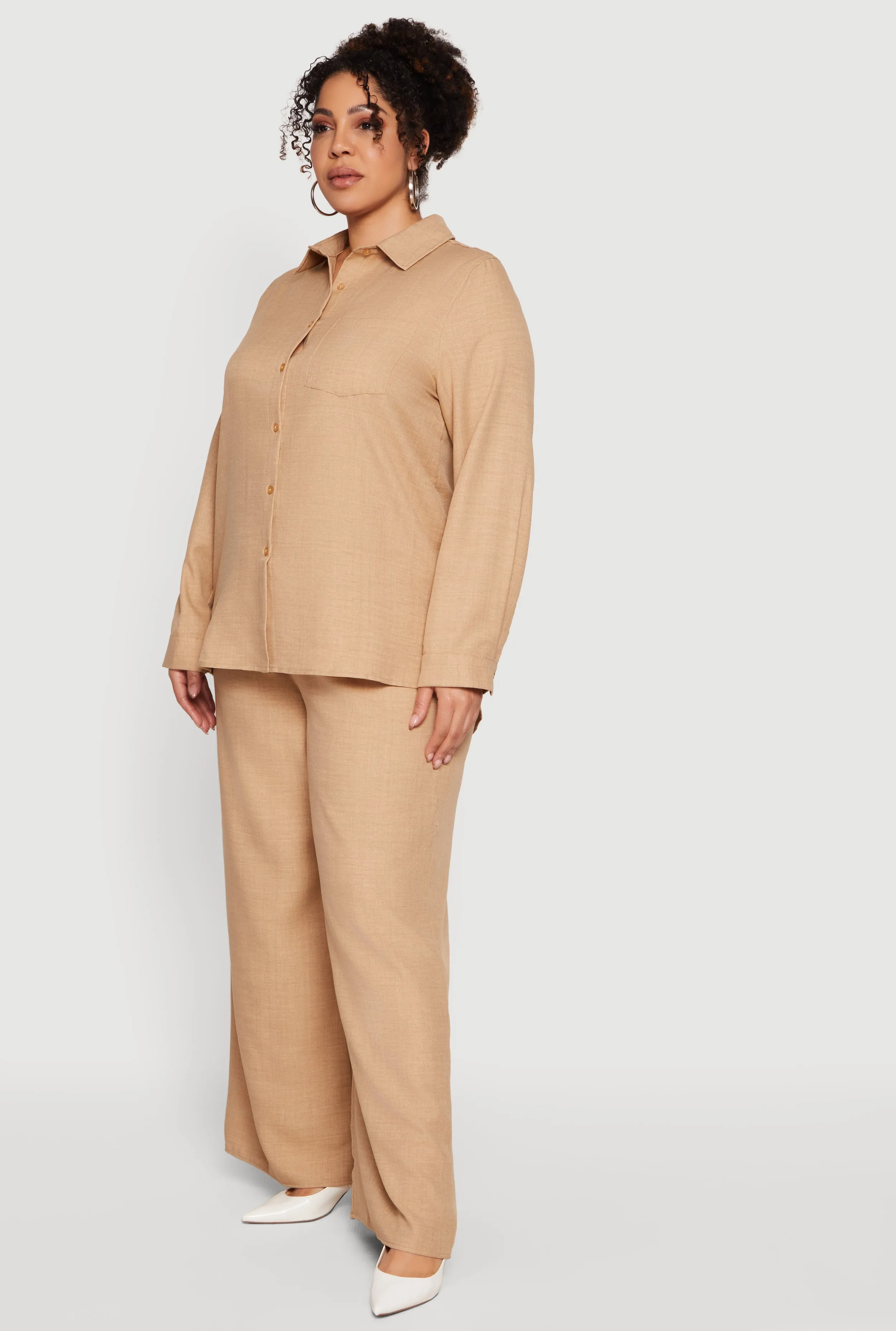 Plus Size High Waisted Wide Leg Pleated Pants sold by Rainbow product image thumbnail 2