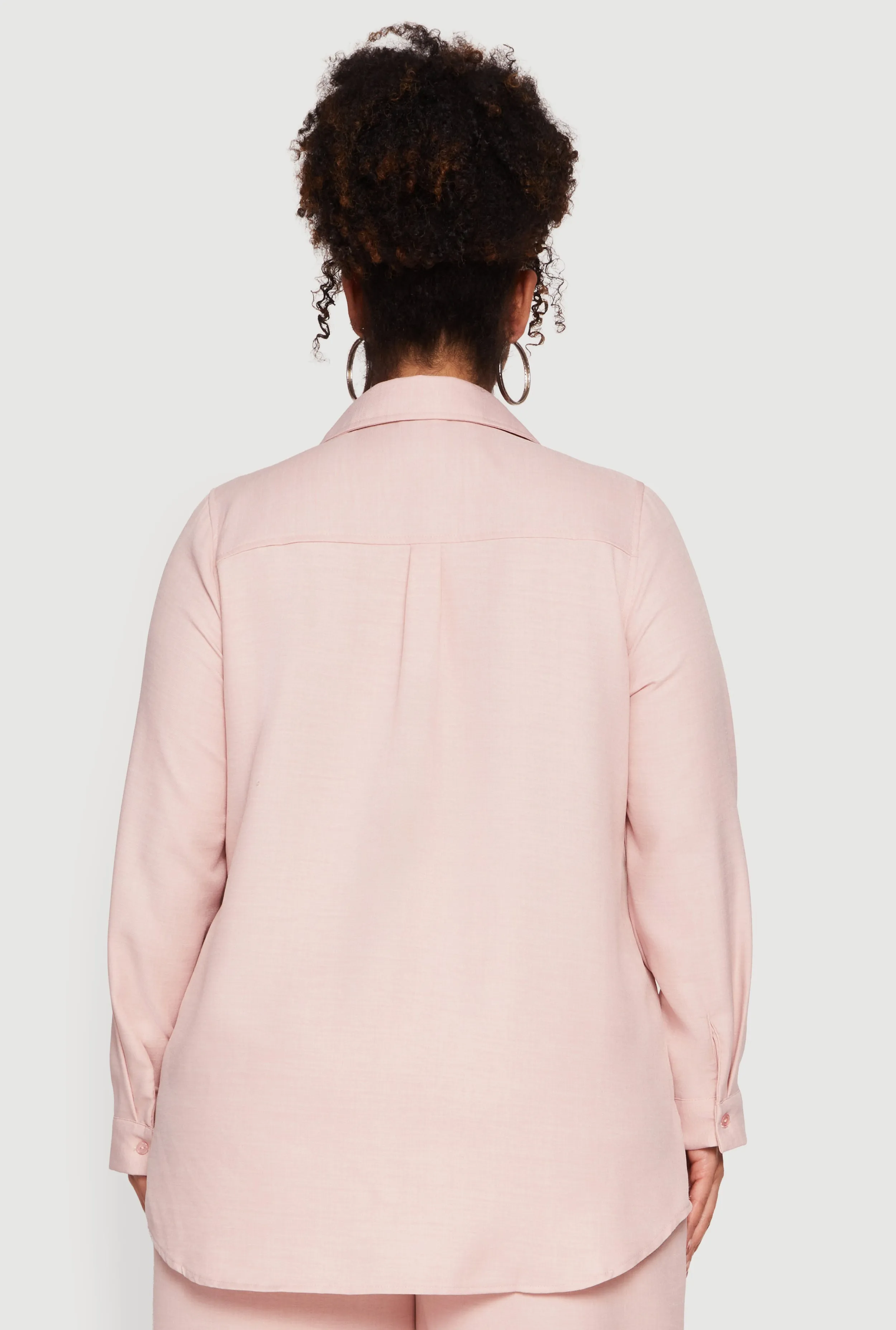 Plus Size Button Front Collared Long Sleeve Shirt sold by Rainbow product image thumbnail 5