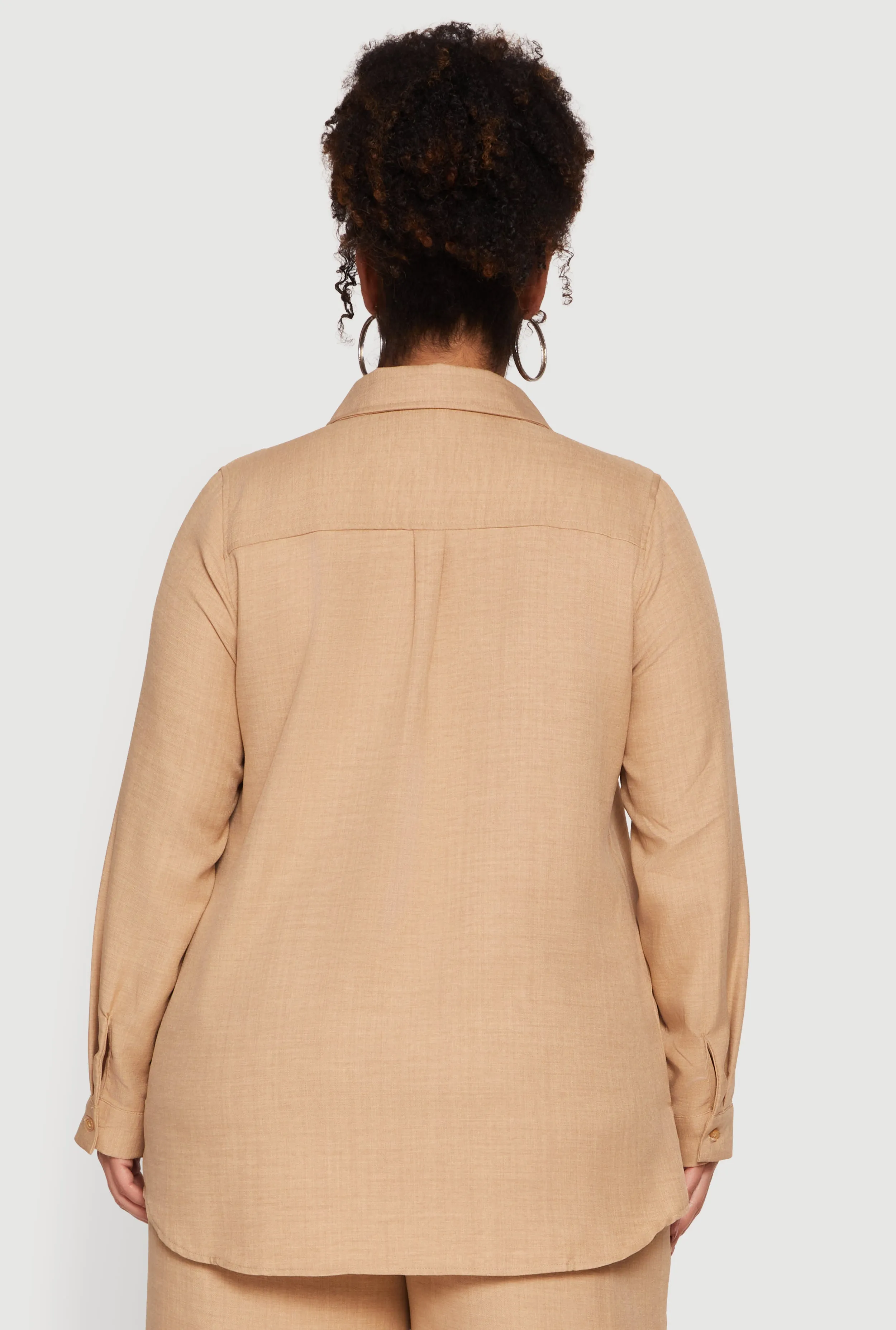 Plus Size Button Front Collared Long Sleeve Shirt sold by Rainbow product image thumbnail 5