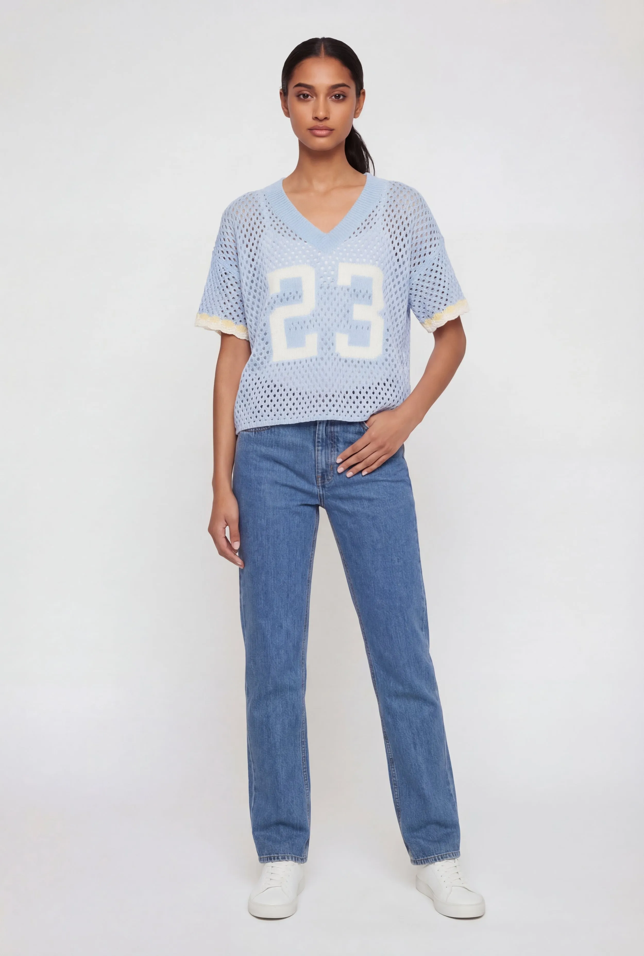 Crochet 23 Graphic Football Jersey sold by Rainbow