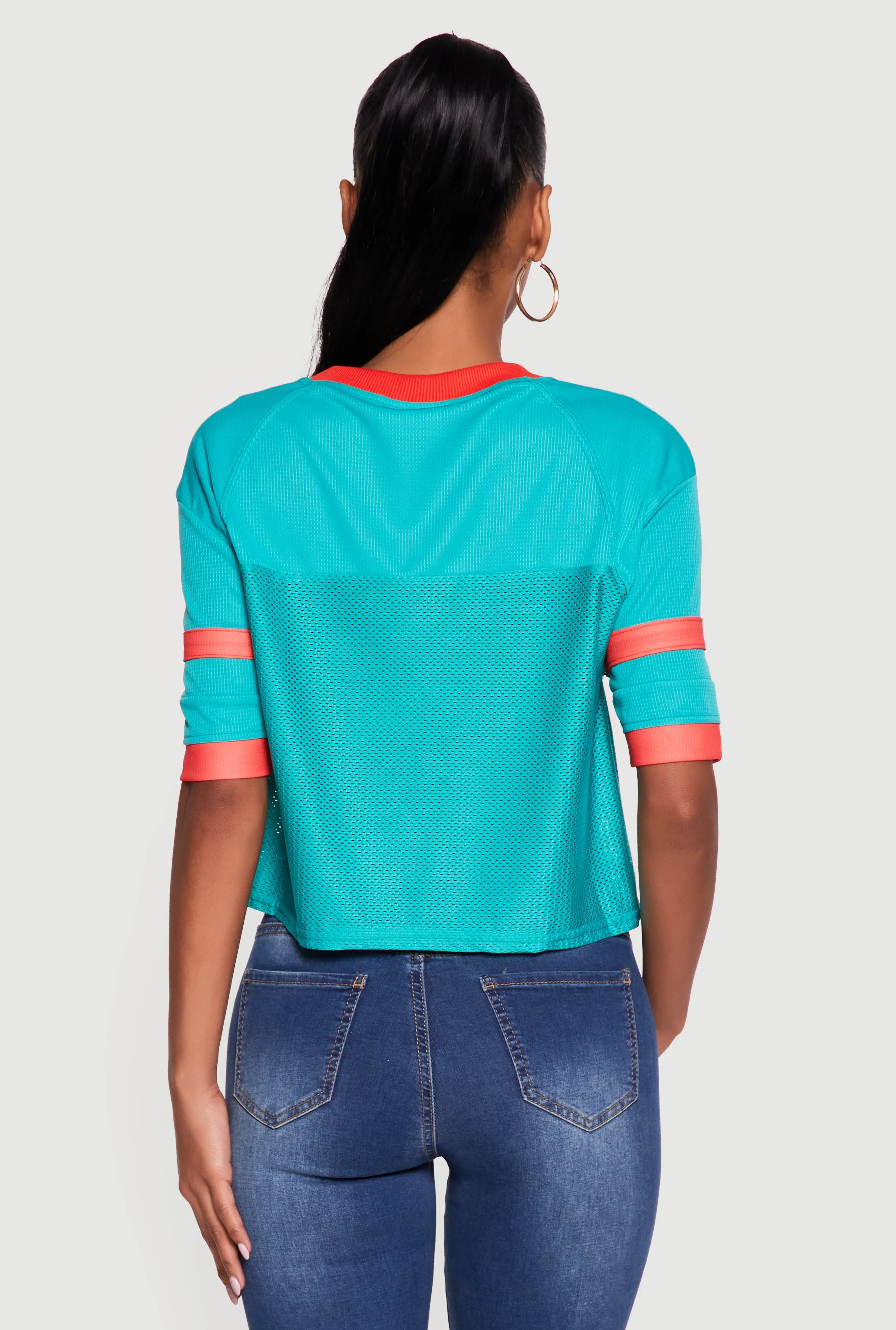 Varsity Stripe Detail Short Sleeve Jersey Top sold by Rainbow product image thumbnail 5