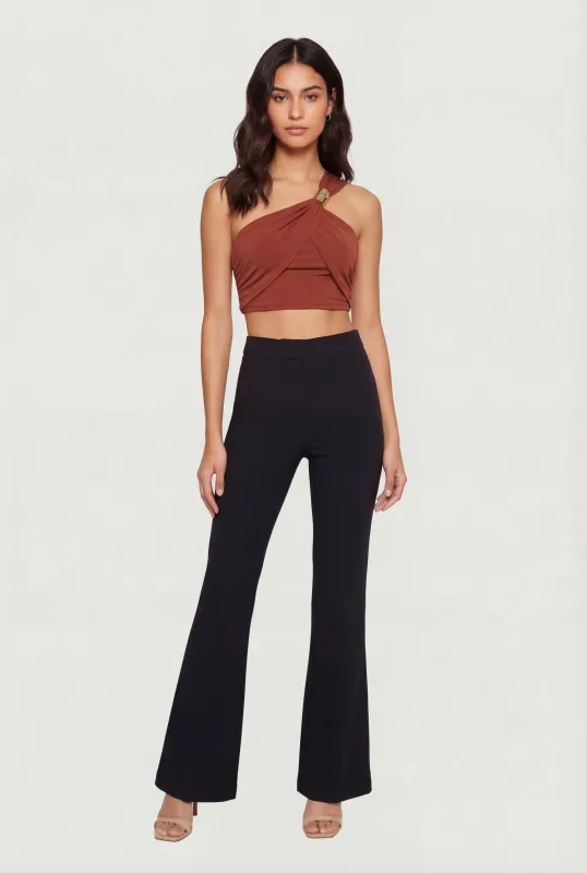 Metallic Detail Side Ruched Crop Top made by Rainbow