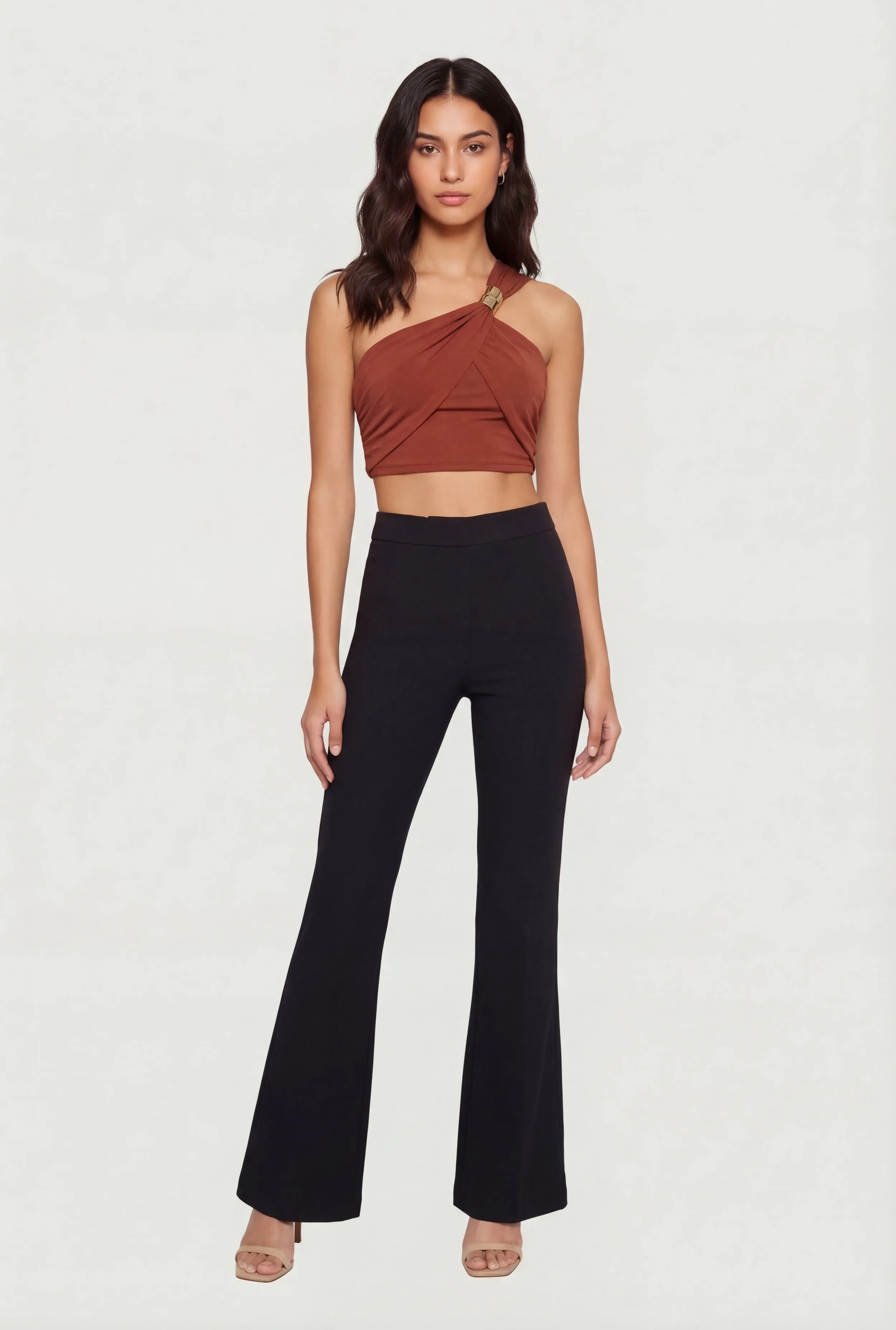 Metallic Detail Side Ruched Crop Top sold by Rainbow