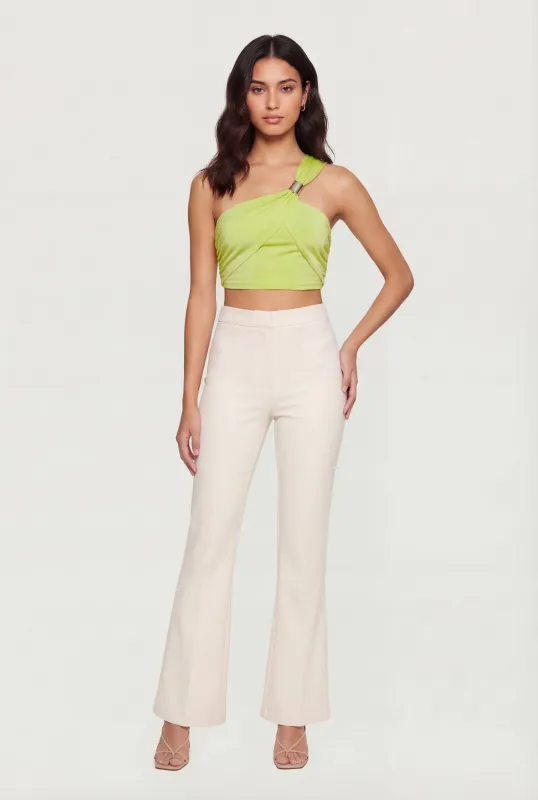 Metallic Detail Side Ruched Crop Top made by Rainbow