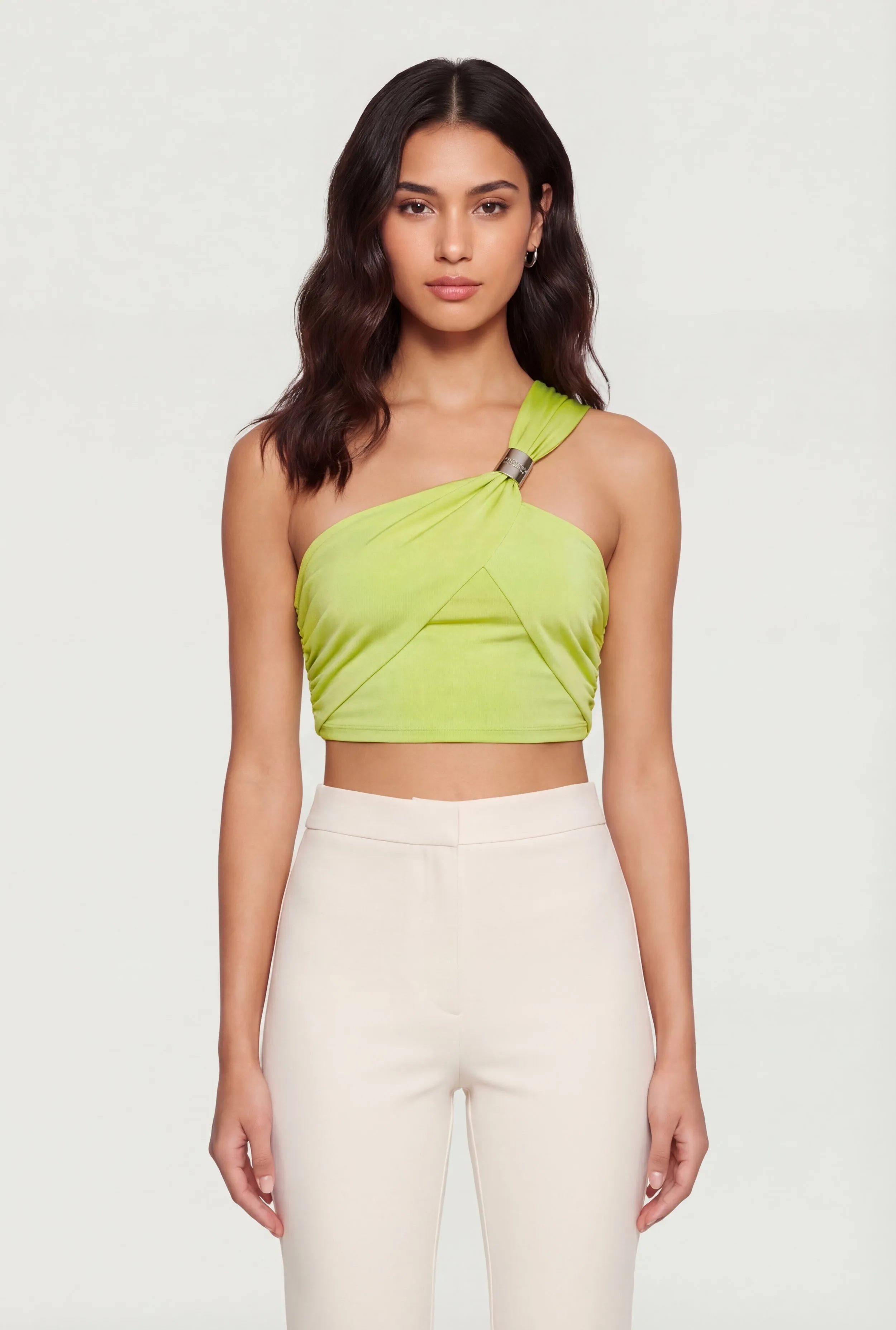 Metallic Detail Side Ruched Crop Top sold by Rainbow product image thumbnail 2
