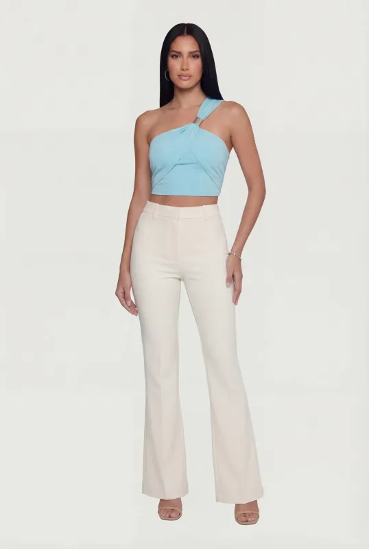 Metallic Detail Side Ruched Crop Top made by Rainbow