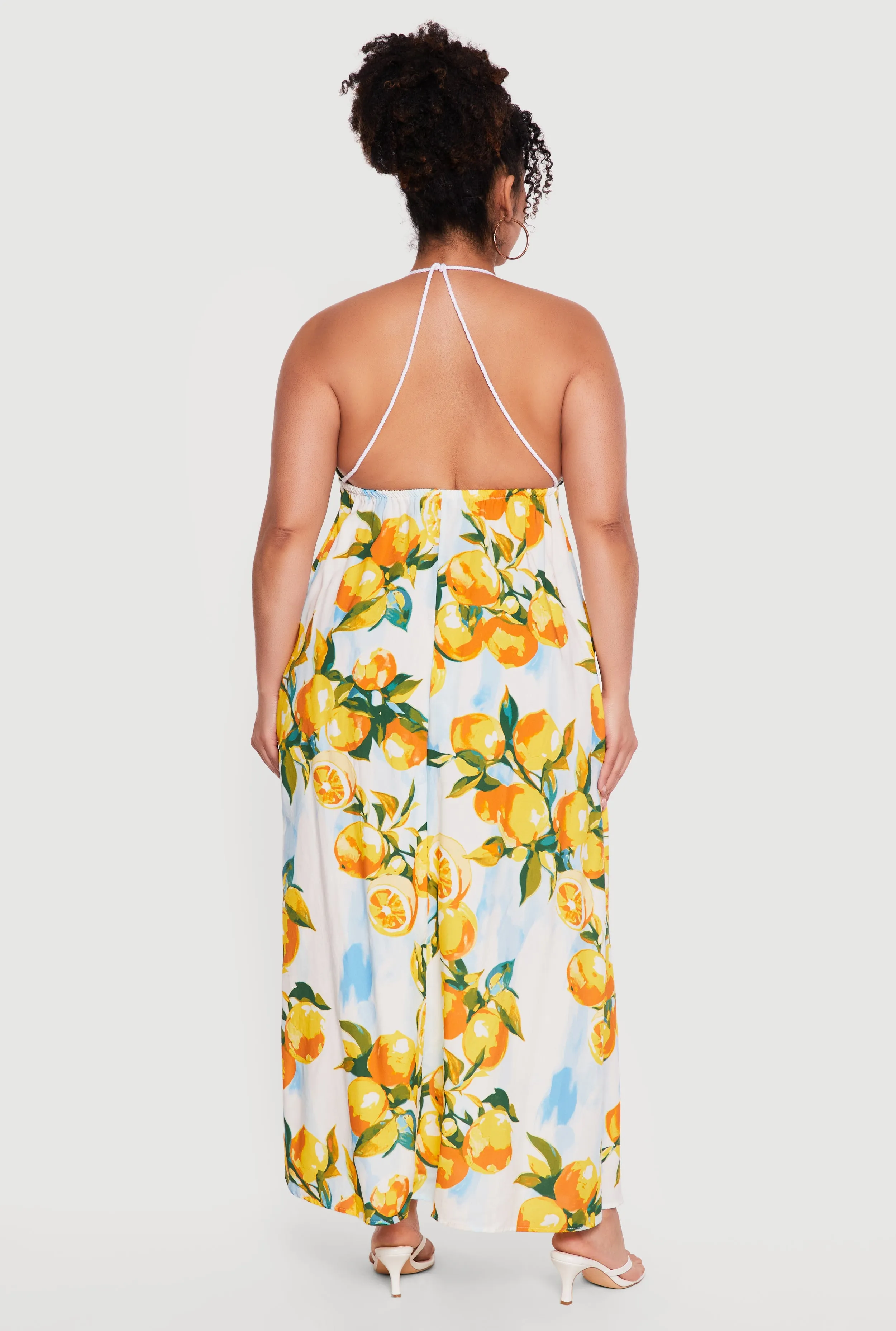 Plus Size Lemon Print Halter Maxi Dress with Pockets sold by Rainbow product image thumbnail 3