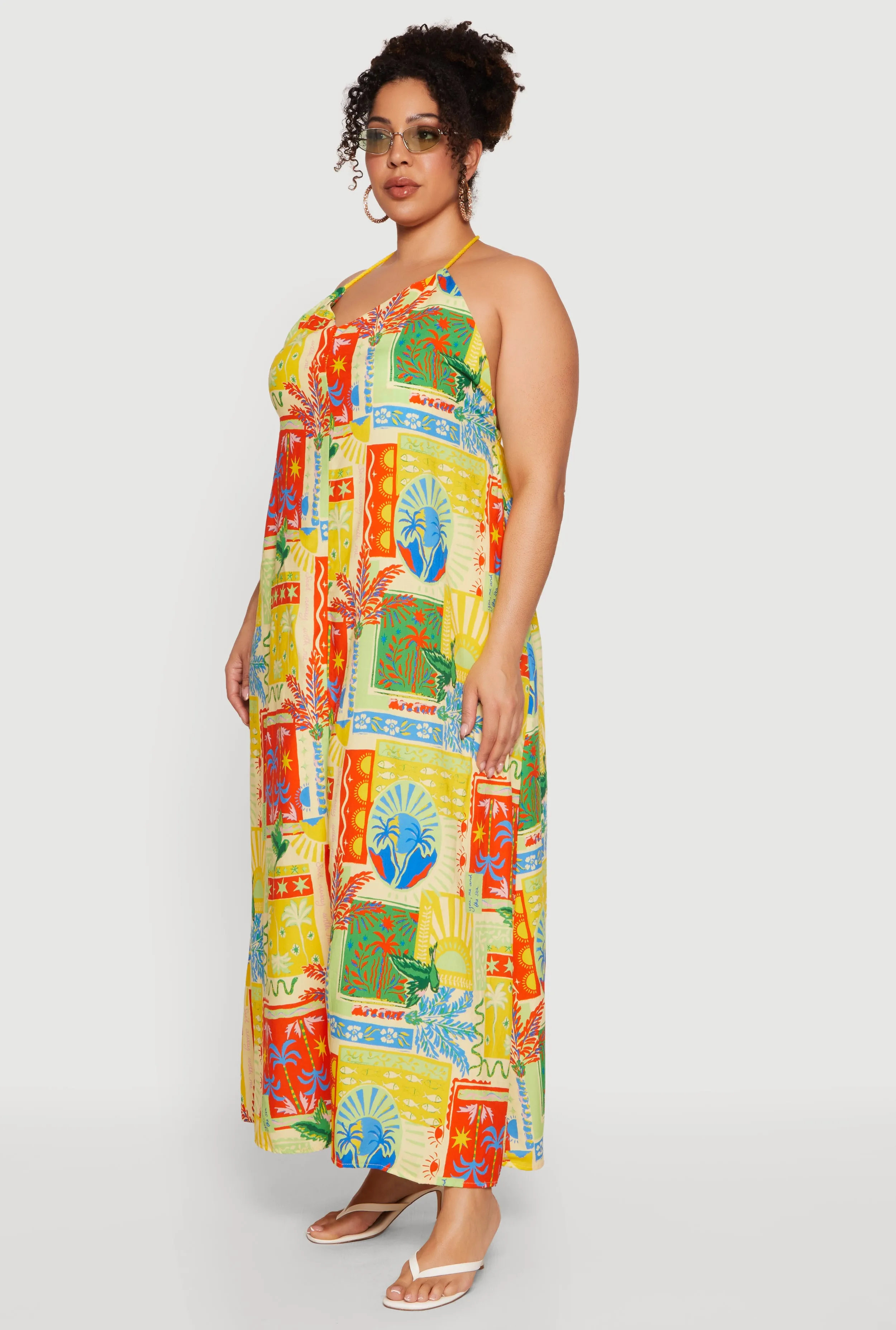Plus Size Patterned Halter Maxi Dress with Pockets sold by Rainbow product image thumbnail 2