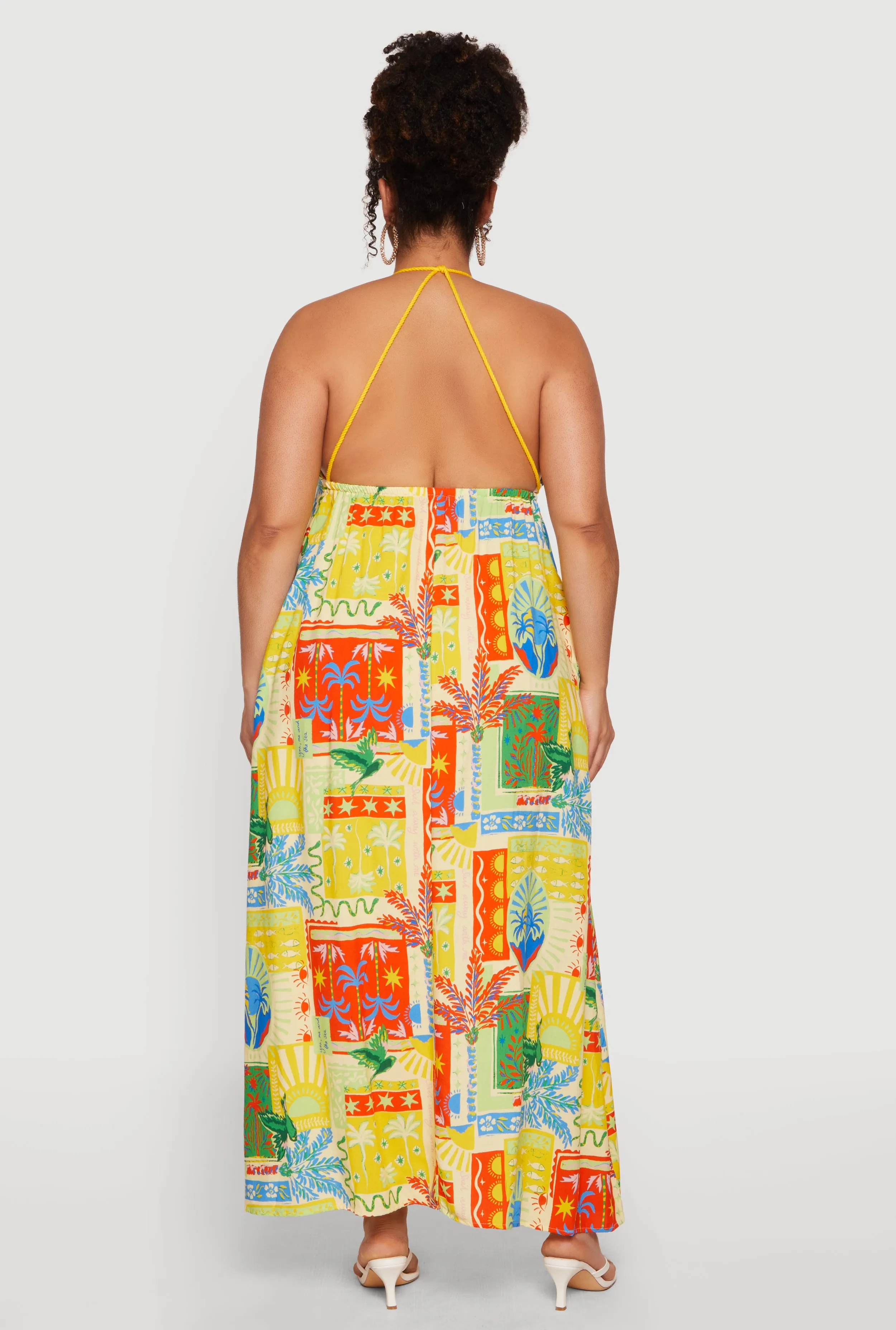 Plus Size Patterned Halter Maxi Dress with Pockets sold by Rainbow product image thumbnail 3