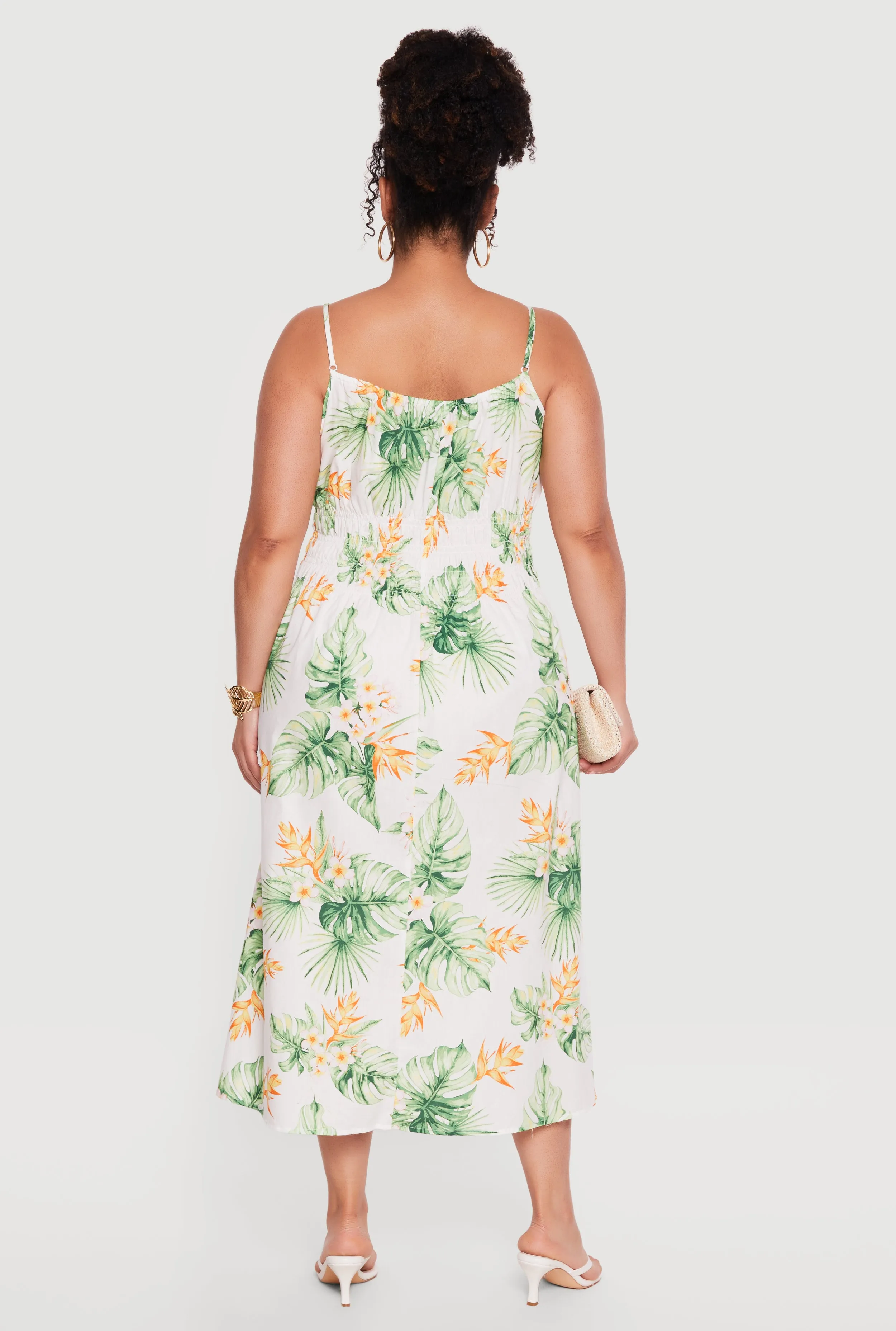 Plus Size Tropical Floral Smocked Waist Cami Dress sold by Rainbow product image thumbnail 3