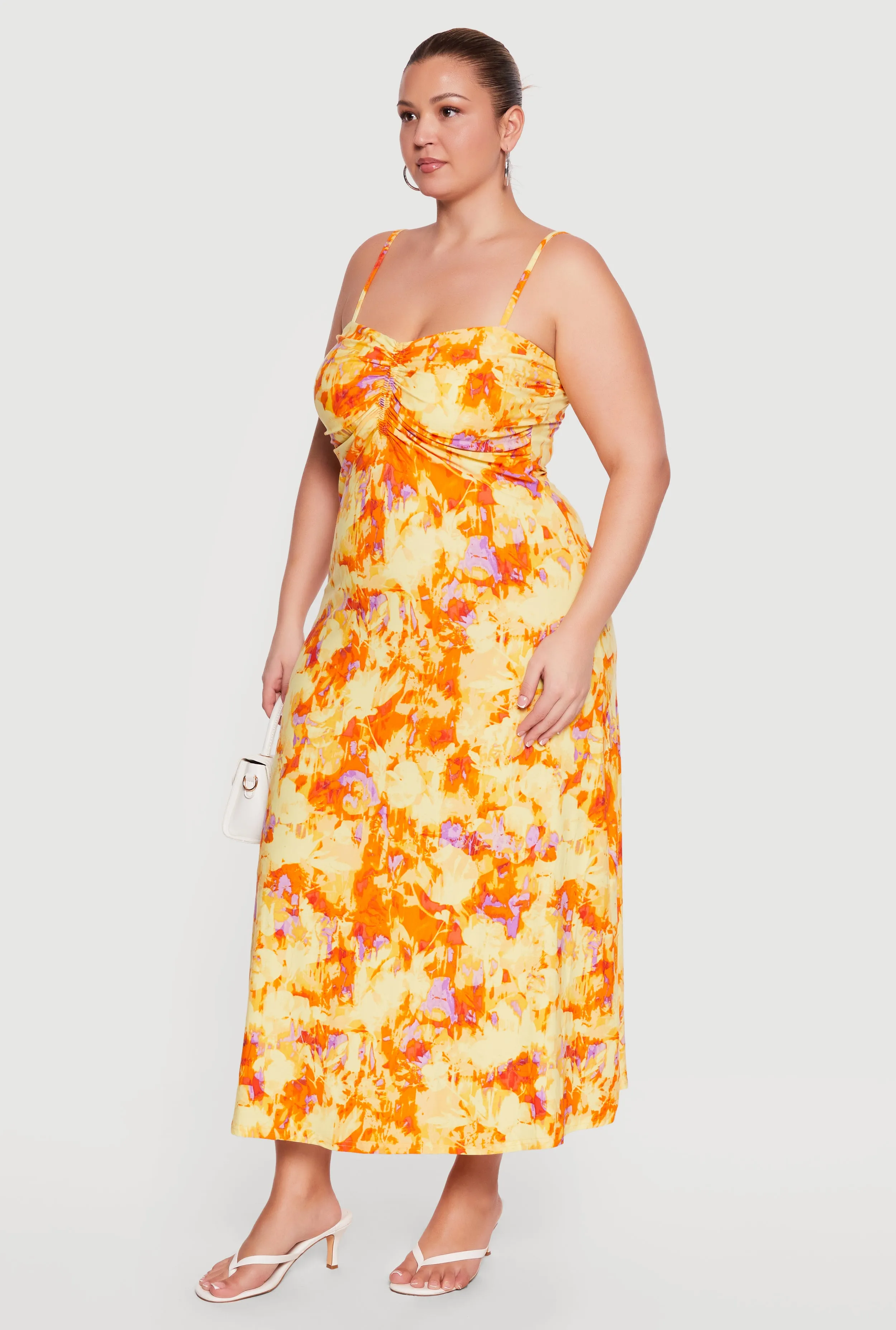 Plus Size Floral Ruched Front Cami Maxi Dress sold by Rainbow product image thumbnail 2
