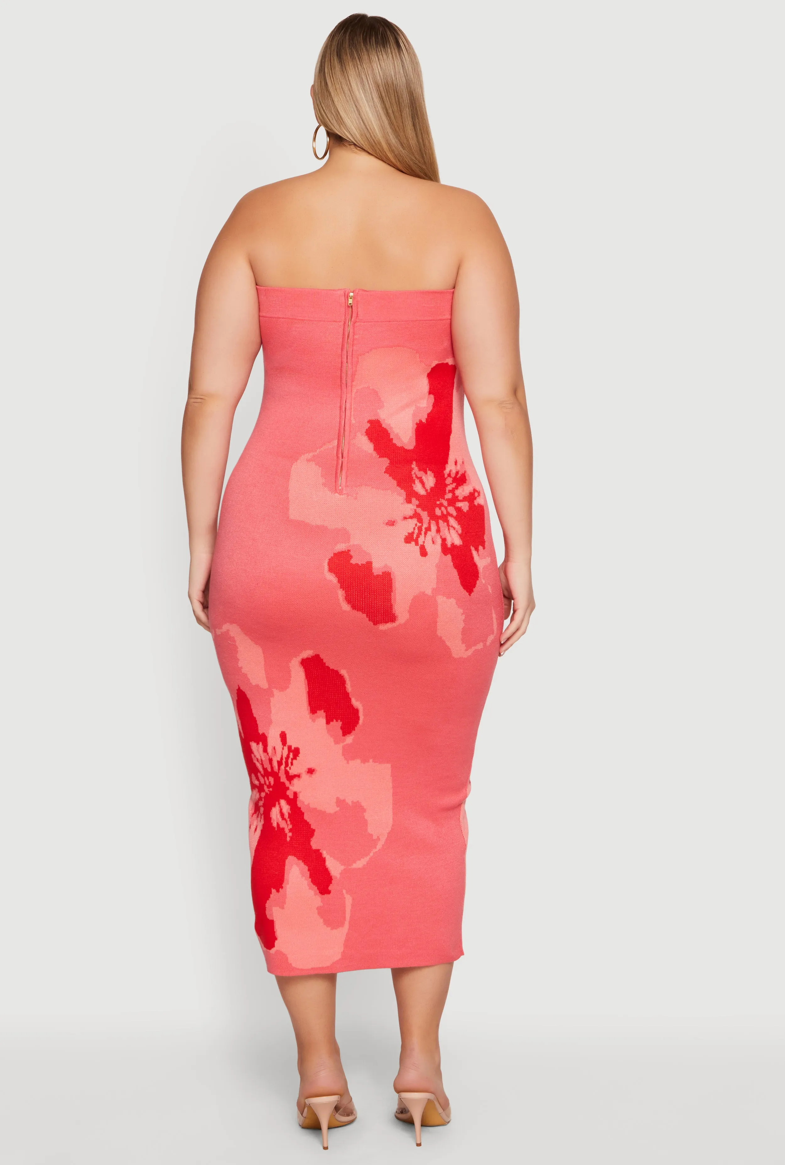 Plus Size Abstract Floral Print Zip Back Tube Dress sold by Rainbow product image thumbnail 3