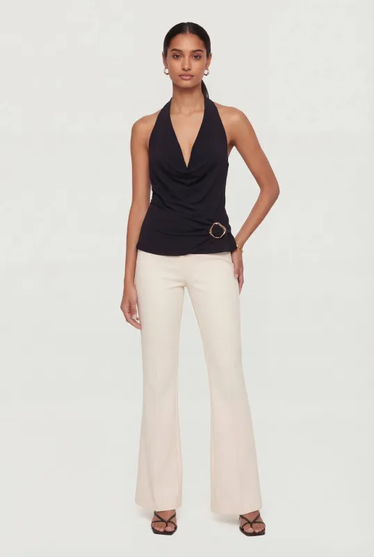 Metallic Detail Cowl Neck Halter Blouse made by Rainbow