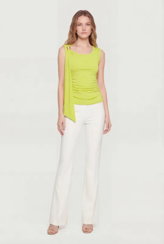 Metallic Detail Ruched Side Scarf Top made by Rainbow