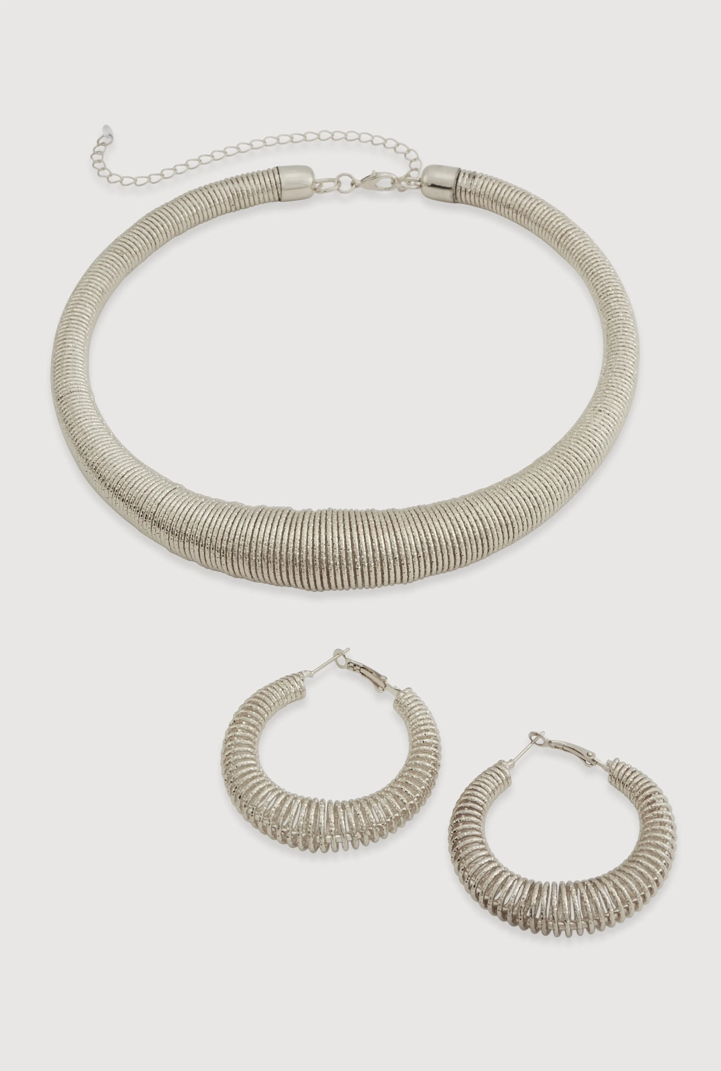 Metallic Coil Choker with Hoop Earrings Set sold by Rainbow product image thumbnail 2