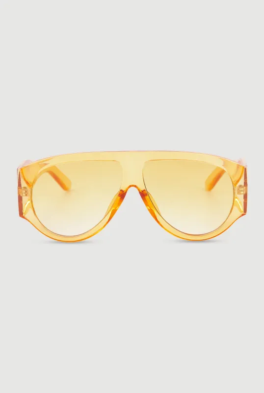Ombre Lens Curved Shield Sunglasses made by Rainbow