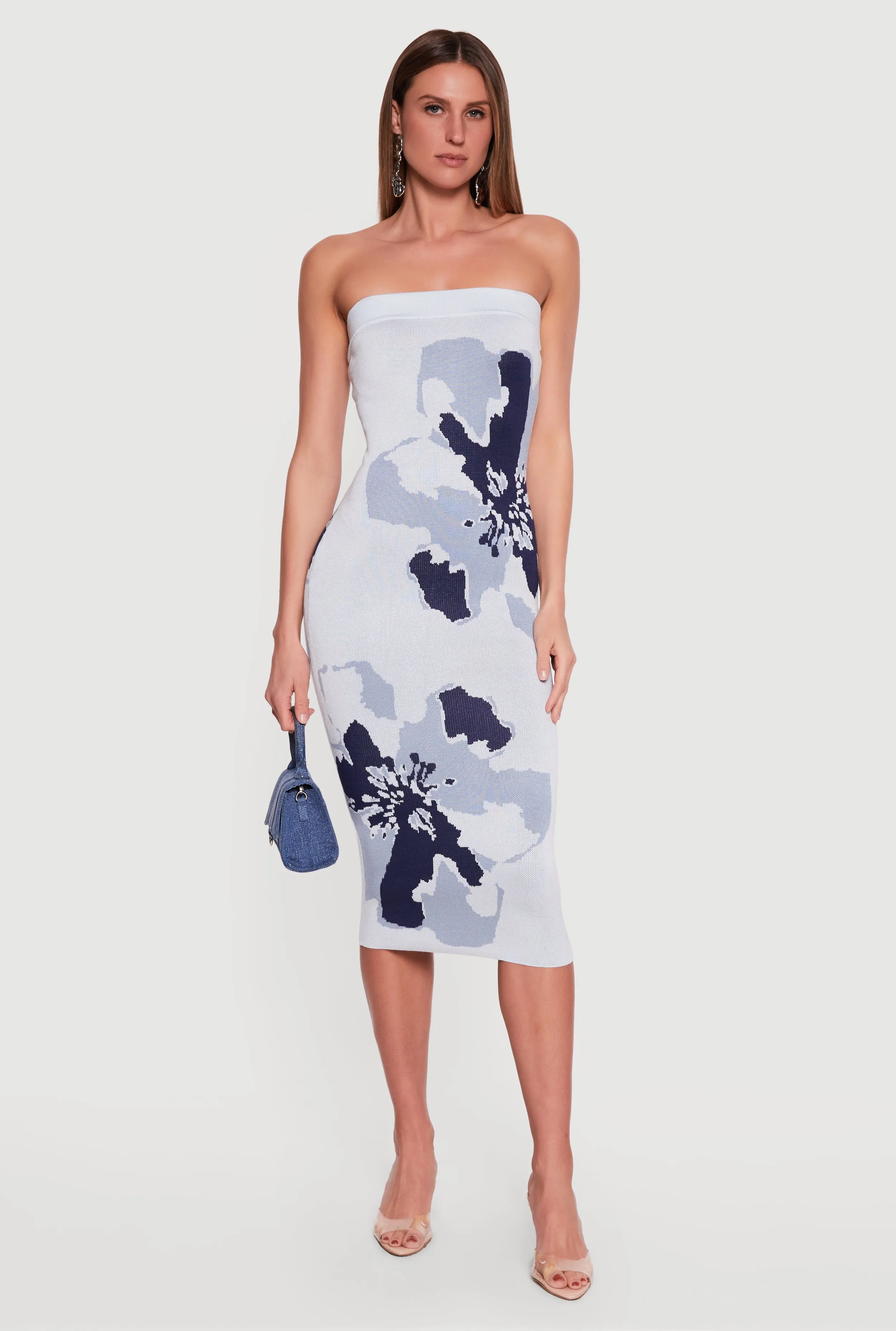 Abstract Floral Print Zip Back Tube Dress sold by Rainbow product image thumbnail 3