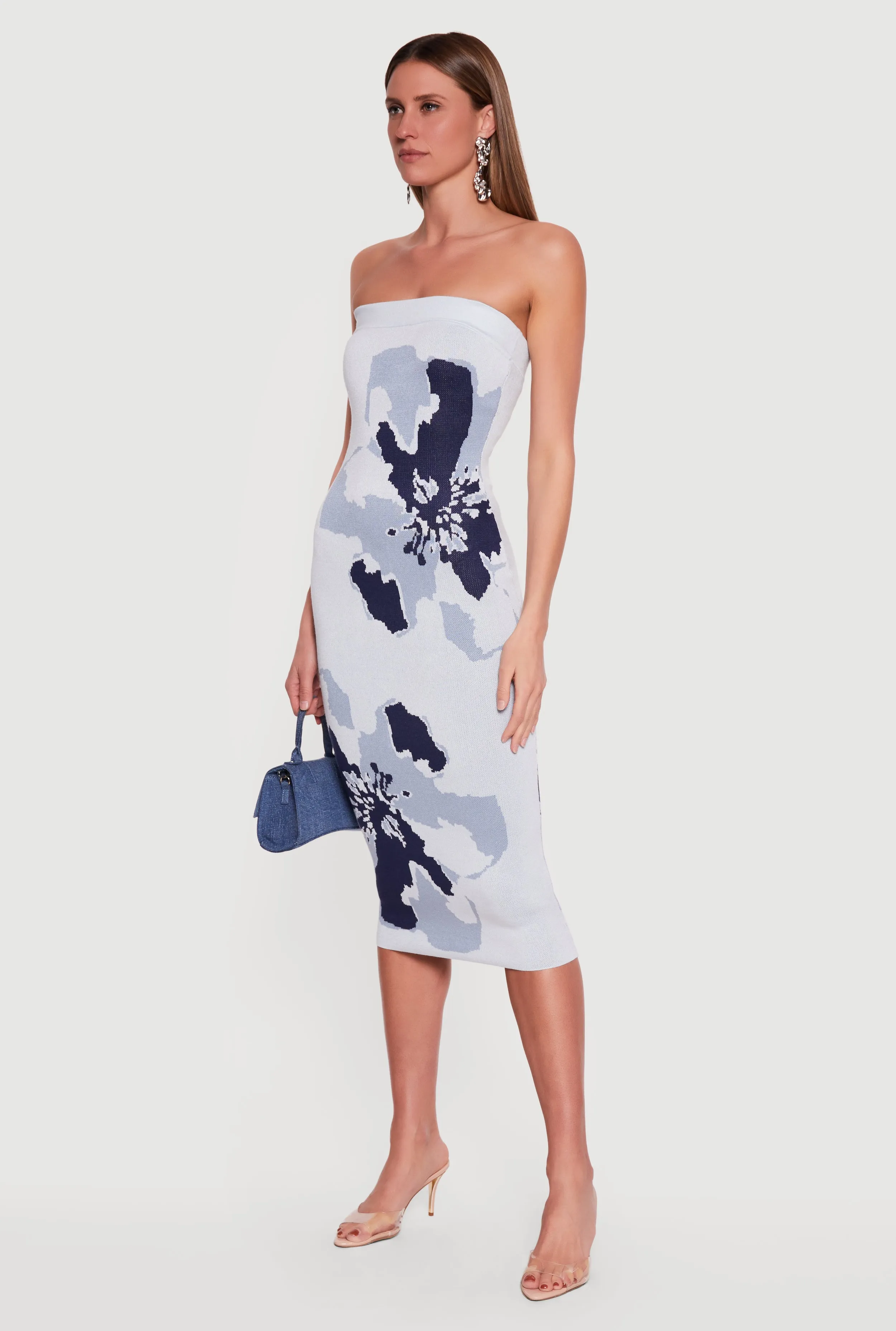 Abstract Floral Print Zip Back Tube Dress sold by Rainbow product image thumbnail 2