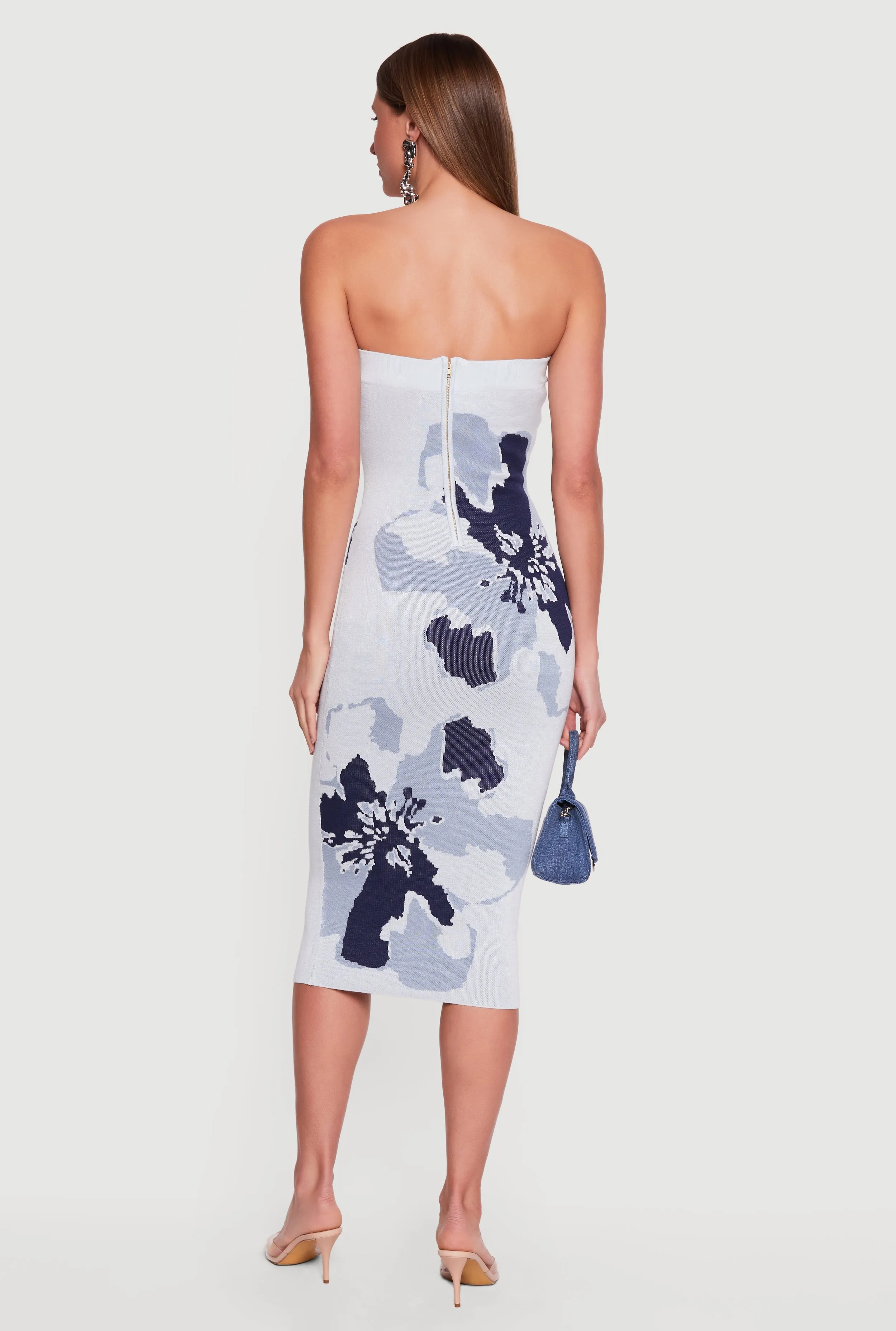 Abstract Floral Print Zip Back Tube Dress sold by Rainbow product image thumbnail 3