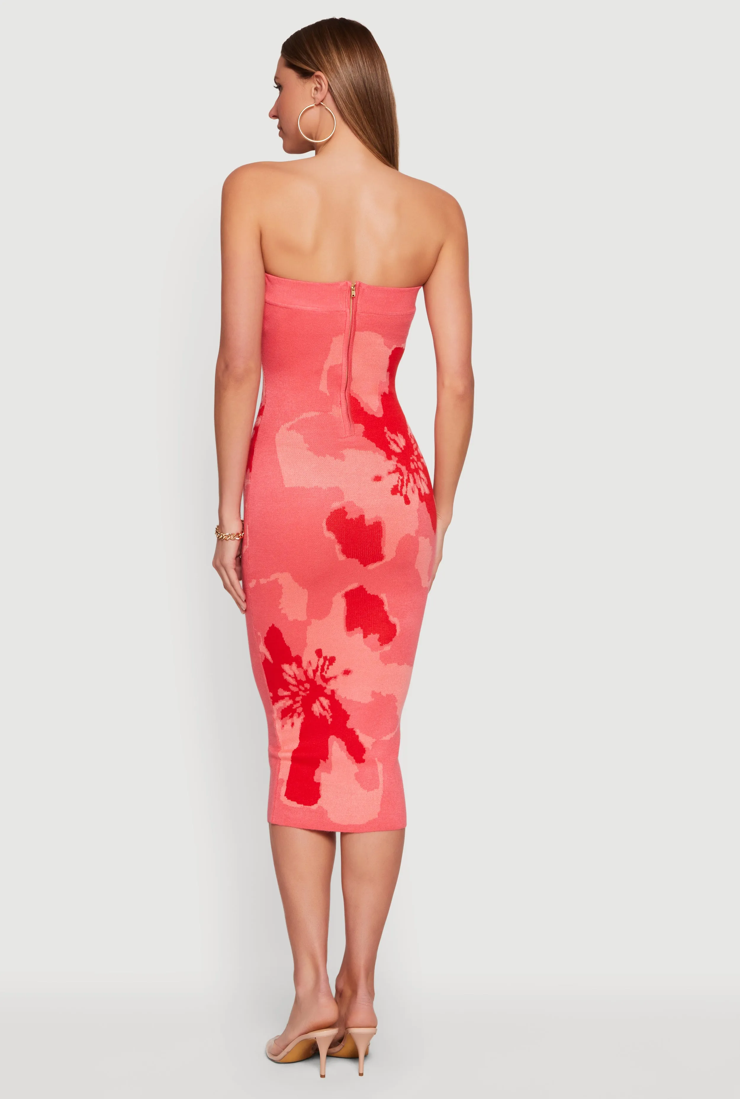 Abstract Floral Print Zip Back Tube Dress sold by Rainbow product image thumbnail 3