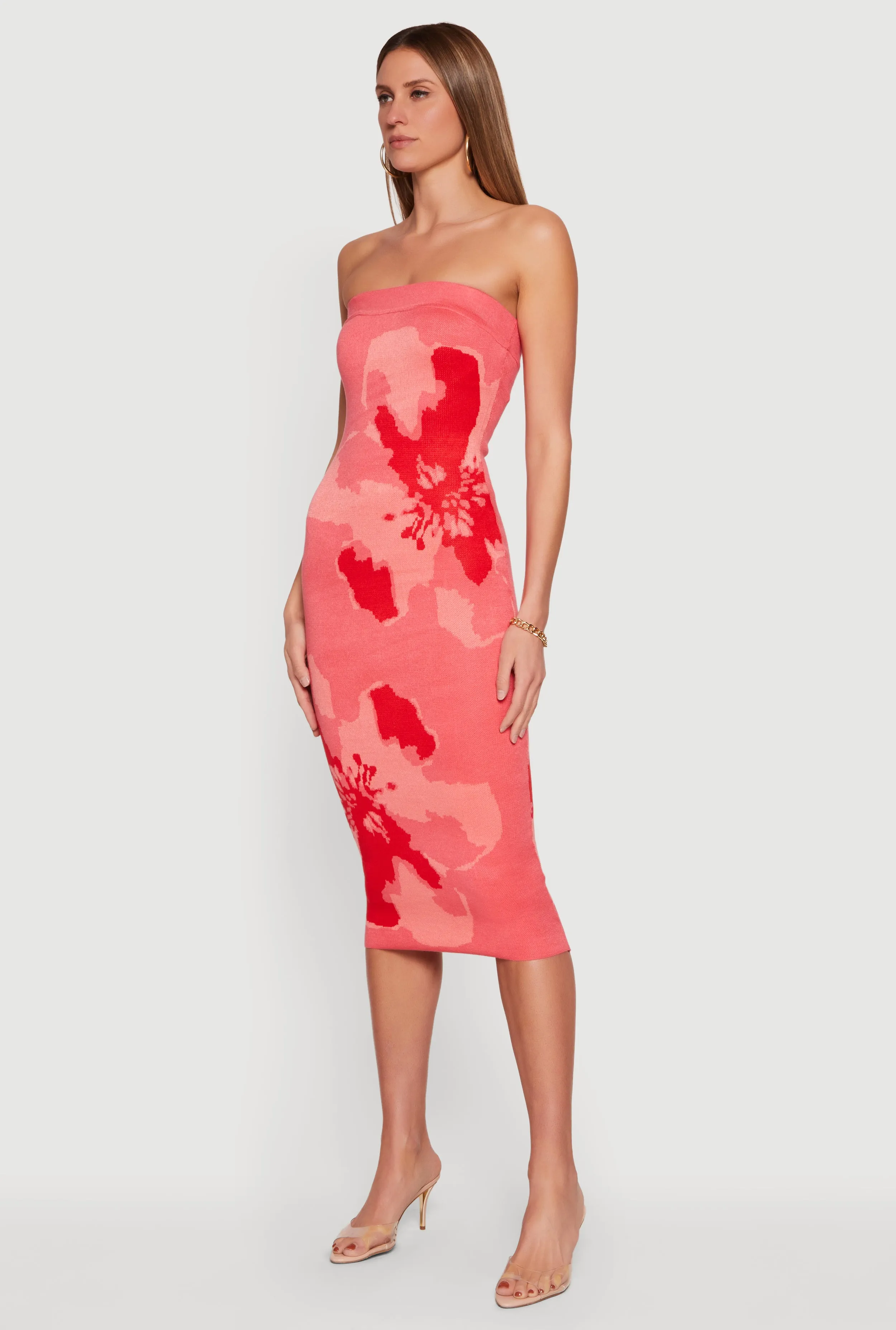 Abstract Floral Print Zip Back Tube Dress sold by Rainbow product image thumbnail 2