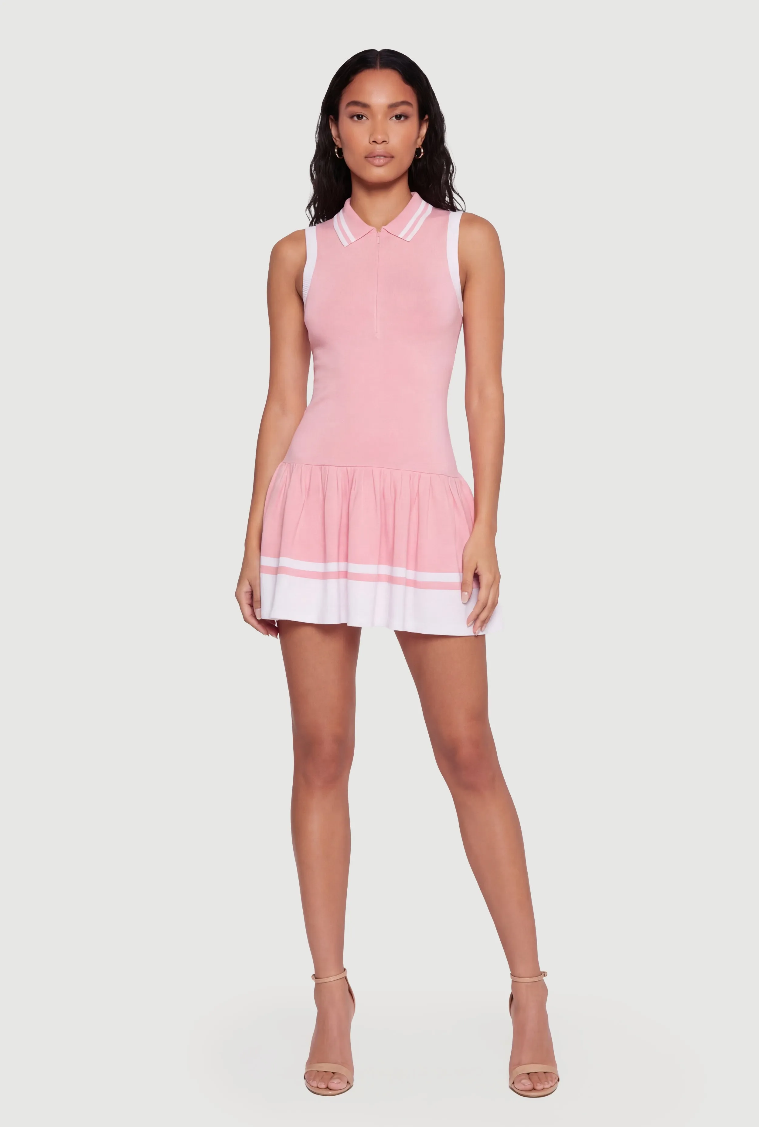 Collared Sleeveless Knitted Tennis Dress sold by Rainbow product image thumbnail 3
