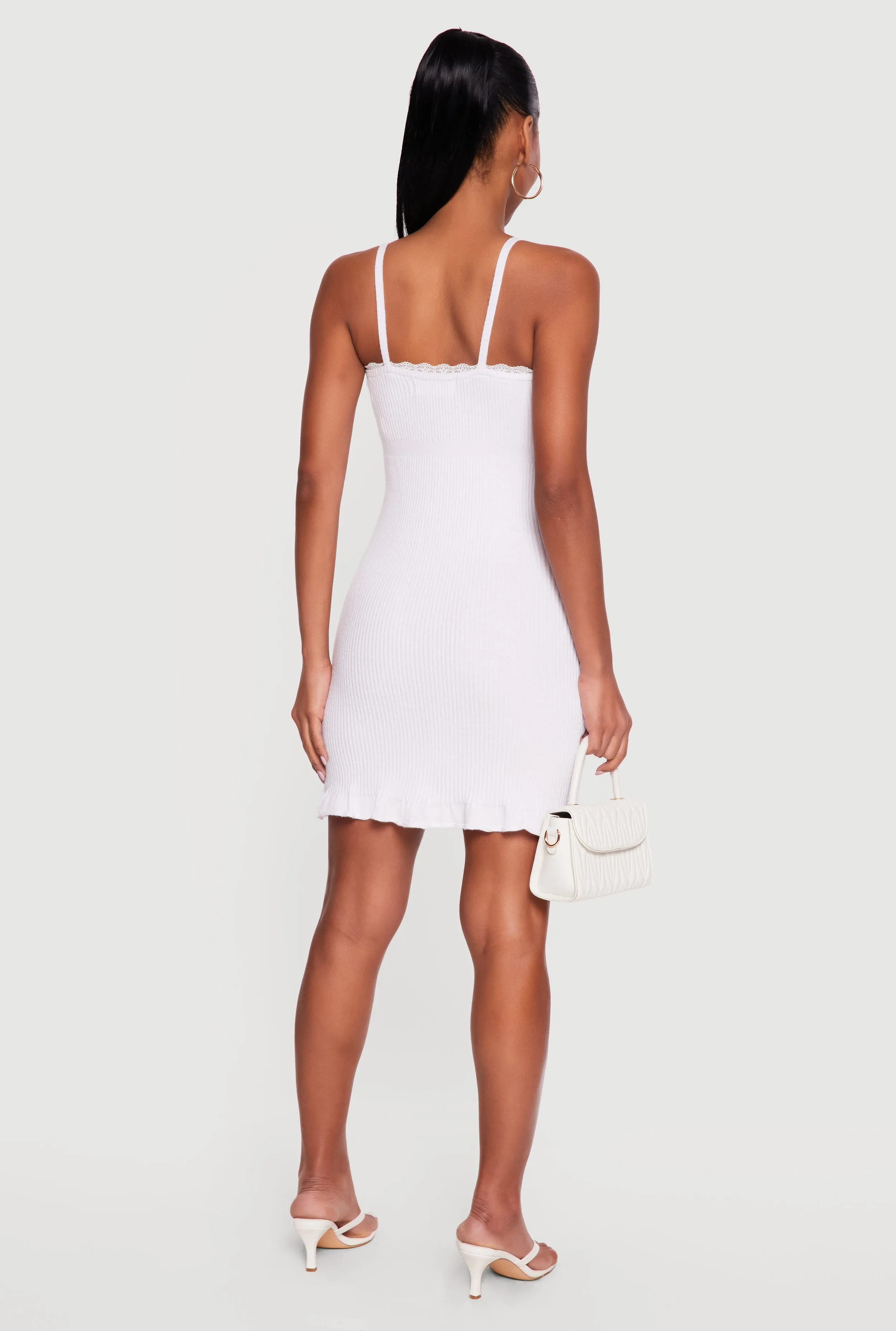 Rib Knit Ruffle Hem Cami Mini Dress sold by Rainbow product image thumbnail 3